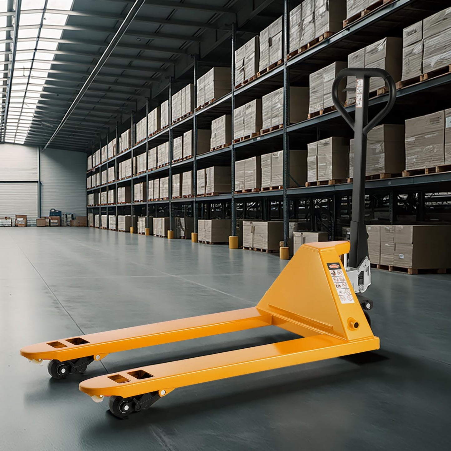 VEVOR Pallet Jack, 5500 lbs Load Capacity, Manual Pallet Truck with 48L x 27W Inch Forks for Material Handling, 3.35-7.1 Inch Fork Lift Height Range, Suitable for Warehouse, Supermarket, Manufacturing