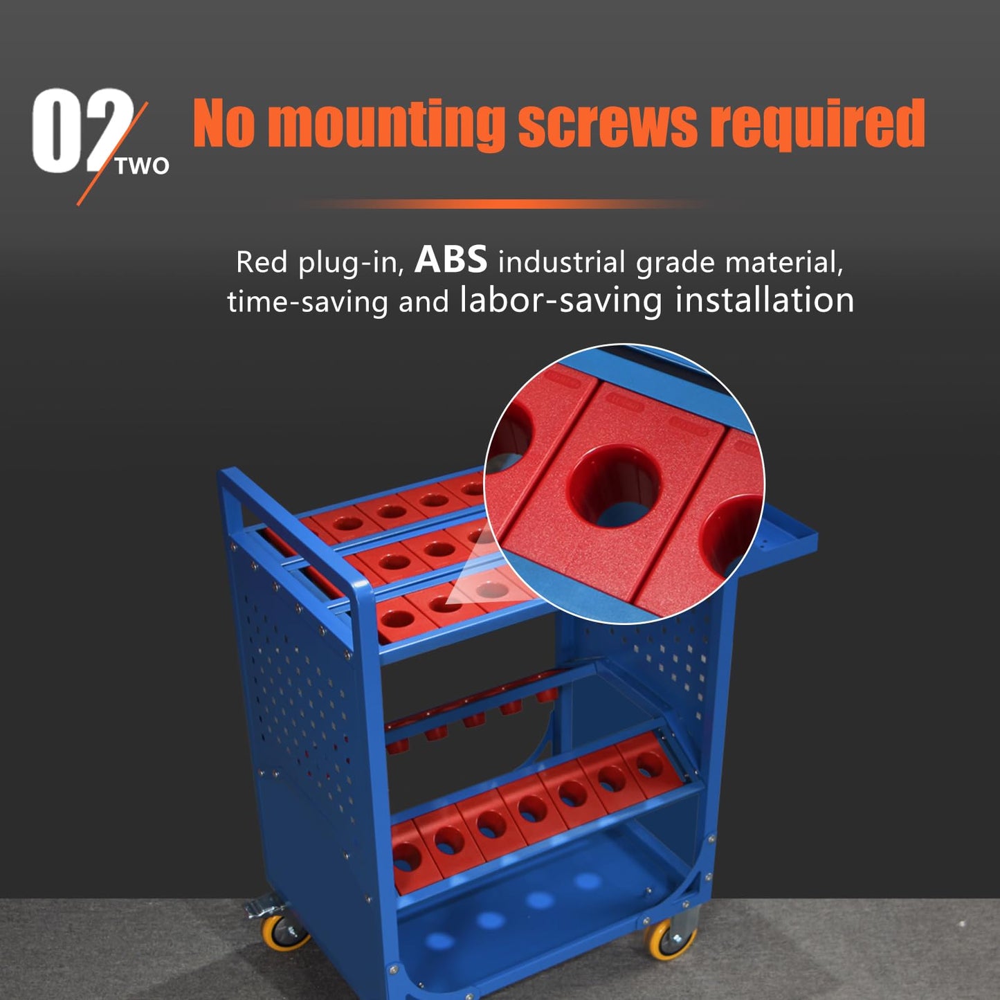 HSK63 Blue CNC Tool Storage Cart, HSK63-35CAP Tool Holder Carts with Wheels