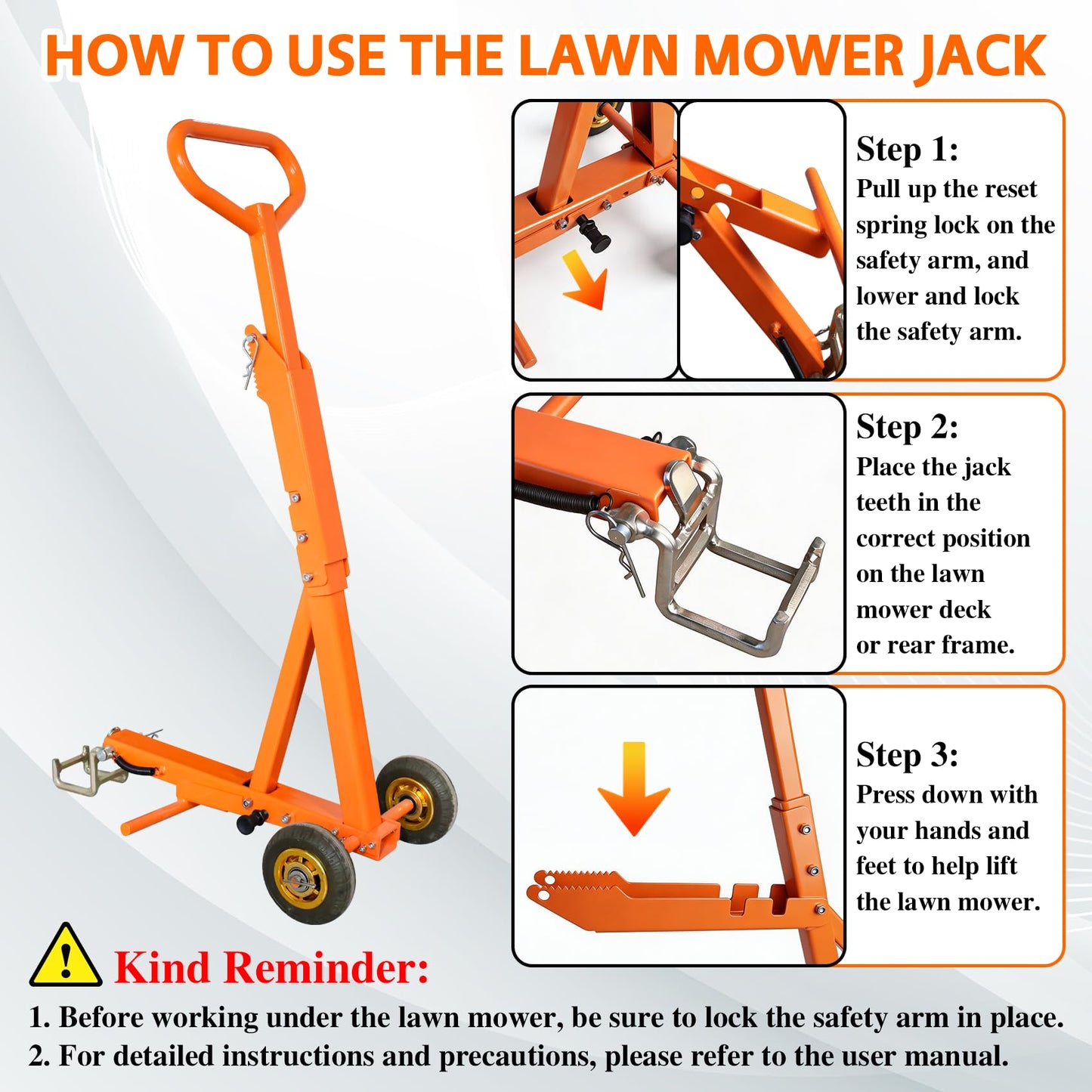 ApexscnView Lawn Mower Lift, Heavy-Duty Commercial or Push Mower Jack Up to 1300 Lbs, Zero Turn Mower Lift that Lift for Zero Turn Lawn Mower and Riding Lawn Mower, Etc.