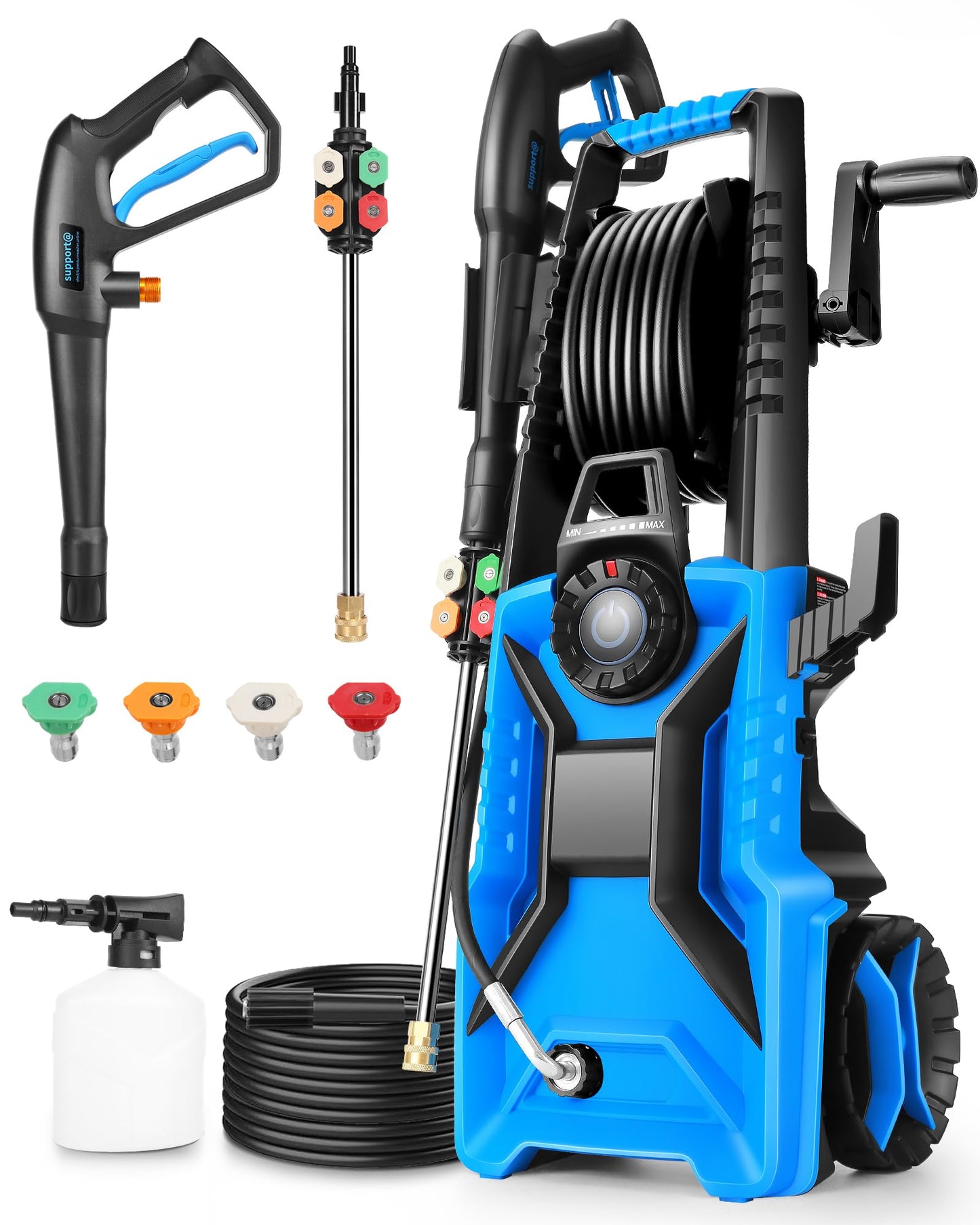 5000PSI Pressure Washer High Power Washer with 33ft Pressure Hose, 4 Nozzle and 500ml Soap Bottle for Cars/Fences/Driveways/Patios/Home Cleaning (Blue)