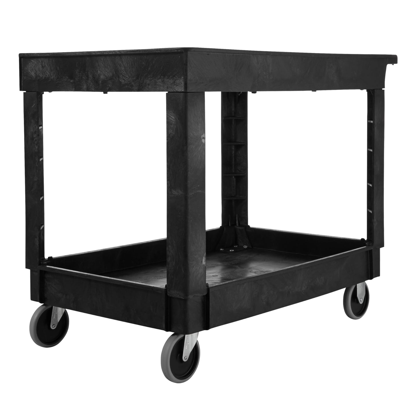 Rubbermaid Commercial Products 2-Shelf Utility/Service Cart, Medium, Lipped Shelves, Standard Handle, 500 lbs. Capacity, for Warehouse/Garage/Cleaning/Manufacturing/Maintenance