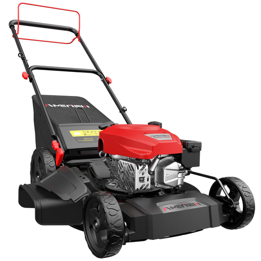 AMERISUN Gas Lawn Mower, 170cc OHV Engine with Forced Air Cooling, 21" Steel Deck, 3-in-1 Mulching/Bagging/Side Discharge, 6 Cutting Heights, 1.4-Bushel Grass Catcher, Self-Propelled