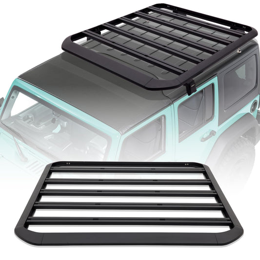 CALLIERT Half Roof Rack Aluminum Cargo Basket 400lb Capacity for 07-18 JK