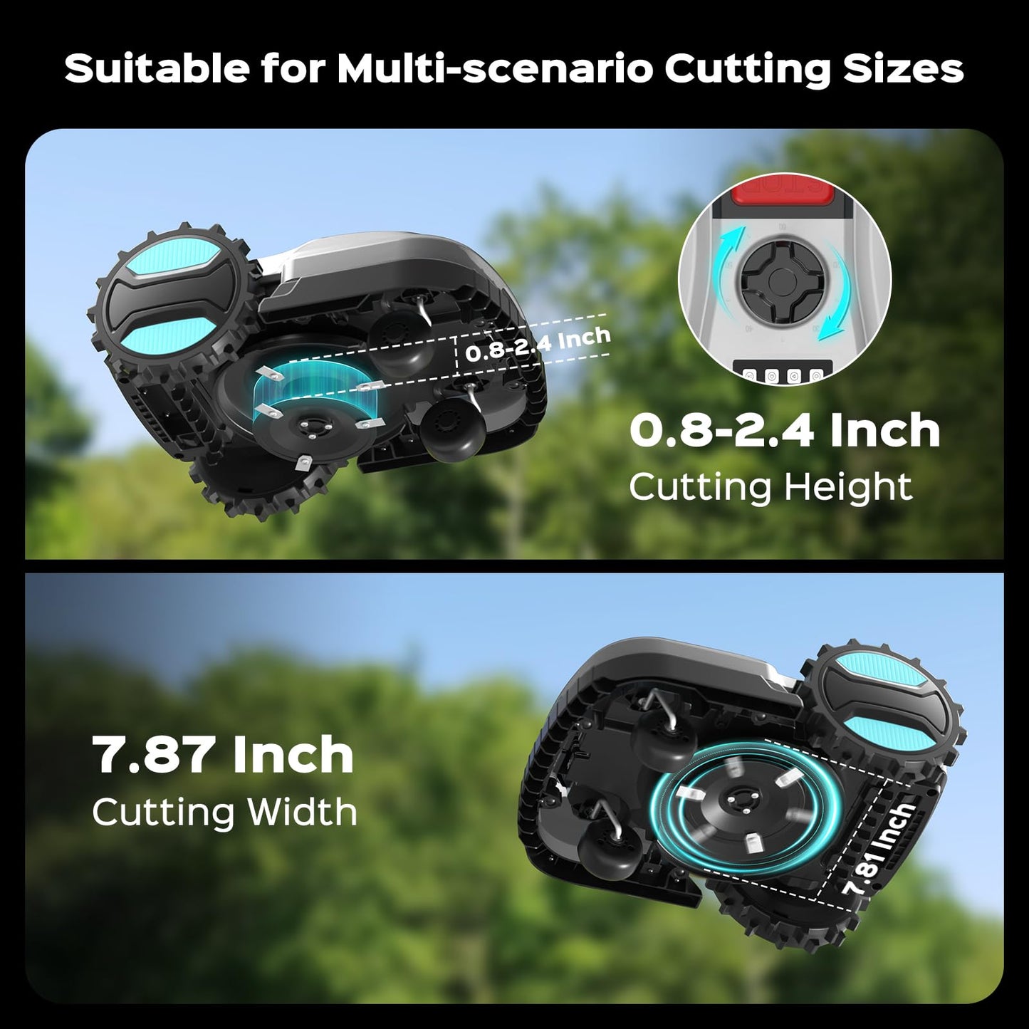 2026 New Robot Lawn Mower with App Control – Features Adjustable Cutting Height, Auto-Charging, Obstacle Detection and Brushless Motor for Lawns Up to 1/8 Acre, Deep Gray