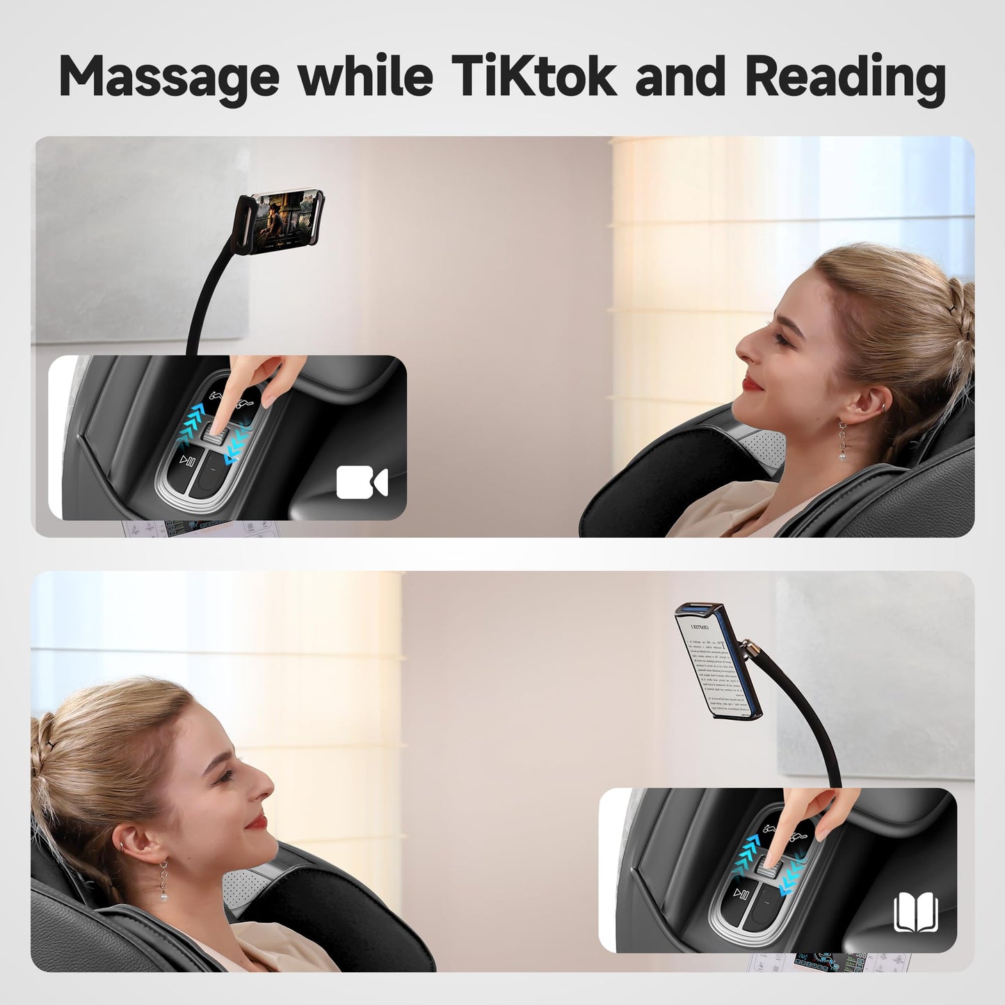 Real Relax Massage Chair Full Body with Unique Phone Controller, Zero Gravity 3D SL-Track Recliner with APP Control, Child Lock,Pause Button, Favor-06, Black