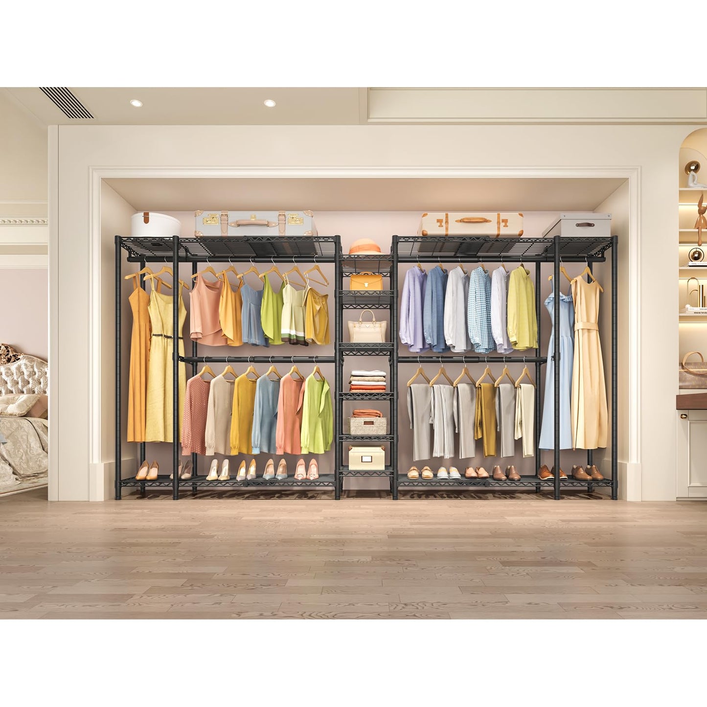 VIPEK X5 Extra Large Expandable Clothes Rack Adjustable from 7'8" to 10'5", Reach-in Closet Metal Clothing Racks Walk-in Freestanding Wardrobe Portable Closets, Black