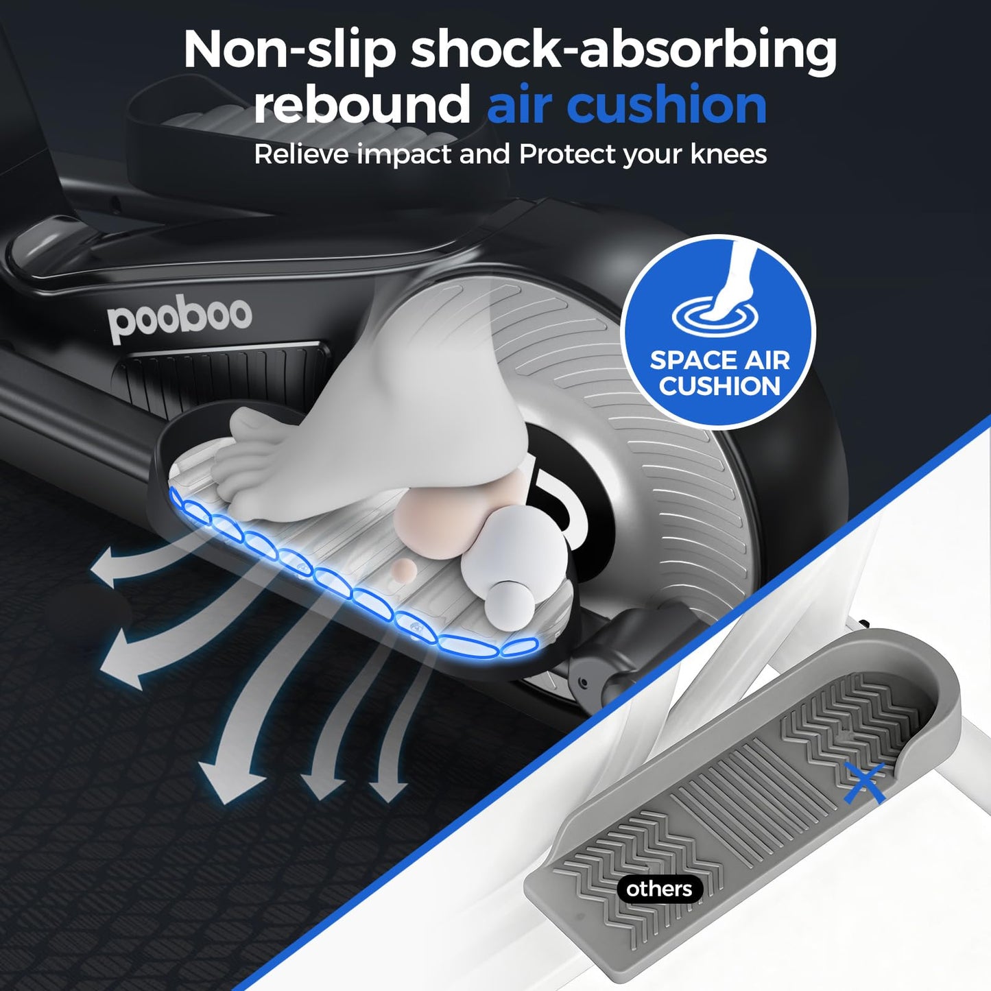 pooboo Elliptical Machine, Elliptical Exercise Machine with16-Level Resistance & Hyper-Quiet Magnetic Driving System, Elliptical Machine for Home with LCD Monitor&15.5IN Stride, 400LBS Weight Capacity