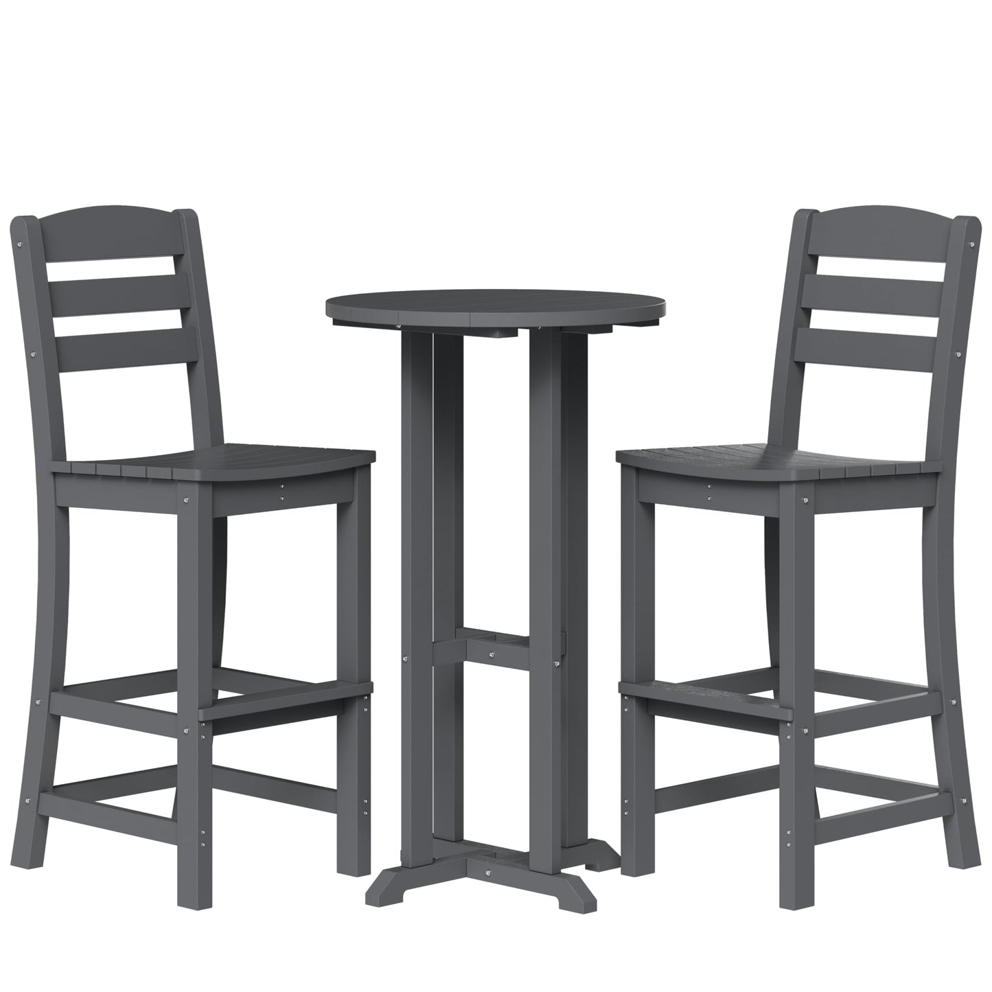 Shintenchi 3 Pieces Outdoor High Top Bar Set, 1 Patio High Top Round Table and 2 Bar Height Tall Adirondack Chair, All-Weather Outdoor Bistro Bar Set for Balcony Pool Deck, Dark Grey