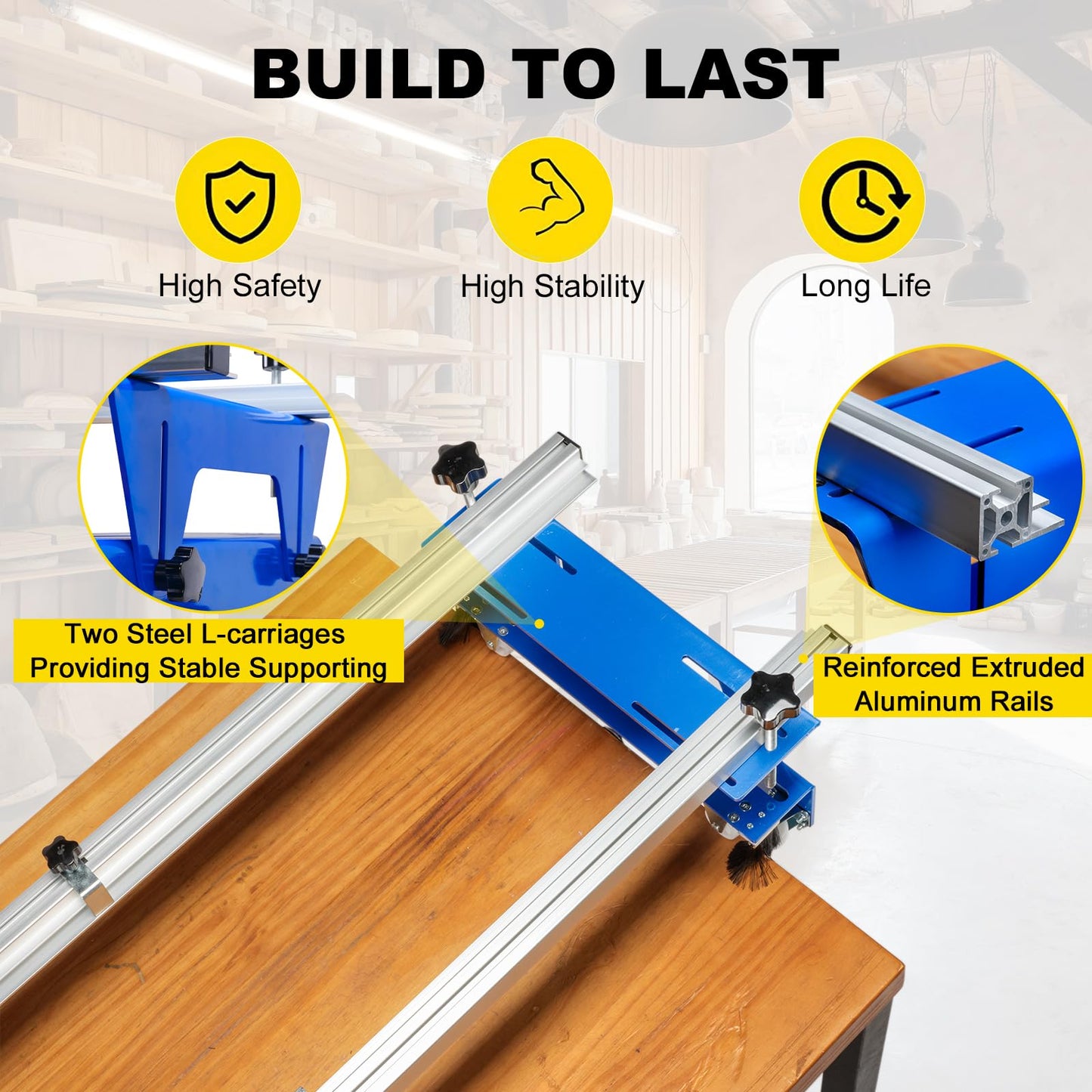 ONECHOI Router Sled, 64 Inches, Trimming Planing Machine for Woodworking for Slabs, XYZ Axis Adjustable, Slab Flattening Jig w/Adjustable Knob, Slab Flattening Mil, Great for Home Improvement Projects