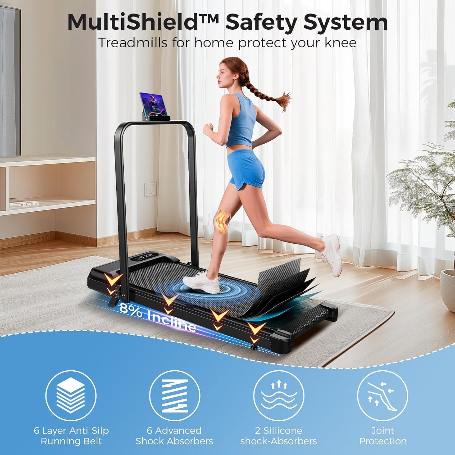 Walking Pad with Incline, 2.5HP Walking Pad Treadmill, 3 in 1 Portable Under Desk Treadmills for Home Small Space, Foldable Home Walk Pad with Remote Control, 350LBS Capacity