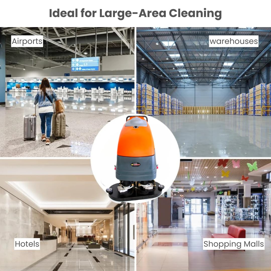 SUNMAX 34" Self-Propelled Commercial Floor Scrubber Machine, 33-Gal Tank, 75000 sp.ft./H Efficiency, Ideal for Large-area Cleaning