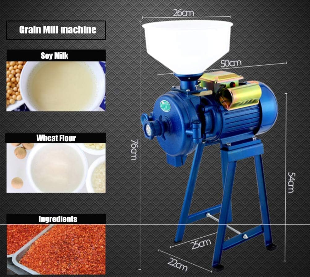ICEMOB 2200W Electric Feed/Flour Mill Dry Cereals Grinder Machine + Funnel Rice Corn Grain Bean Coffee Wheat Feed Machine with Funnel
