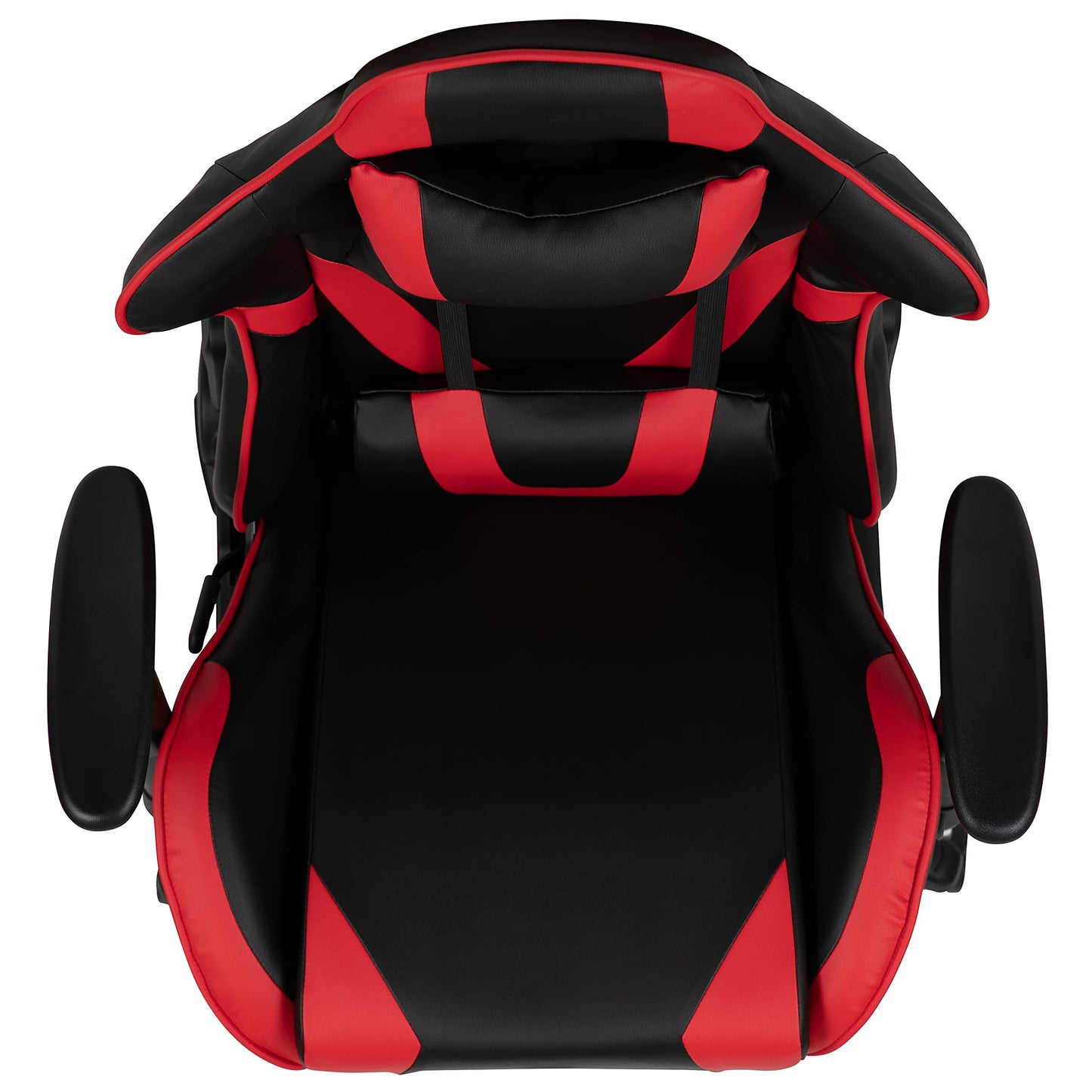 Flash Furniture X20 Fully Reclining LeatherSoft Racing Style Gaming Chair with and Lumbar Pillows, Ergonomic Padded Swivel Computer Chair, Red/Black