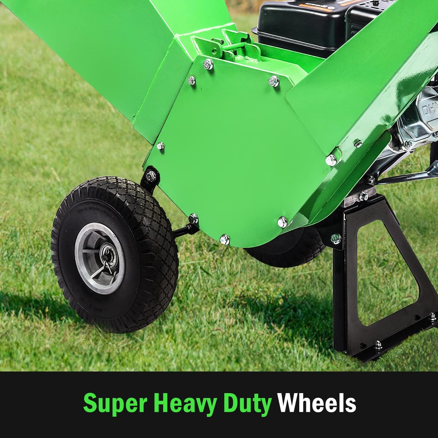 GARDENBEAUT R30 Wood Chipper 7HP Gas Powered, 3" Inch Max Cutting Diameter, All Steel Construction, Heavy Duty Shredder Mulcher 15: 1 Reduction
