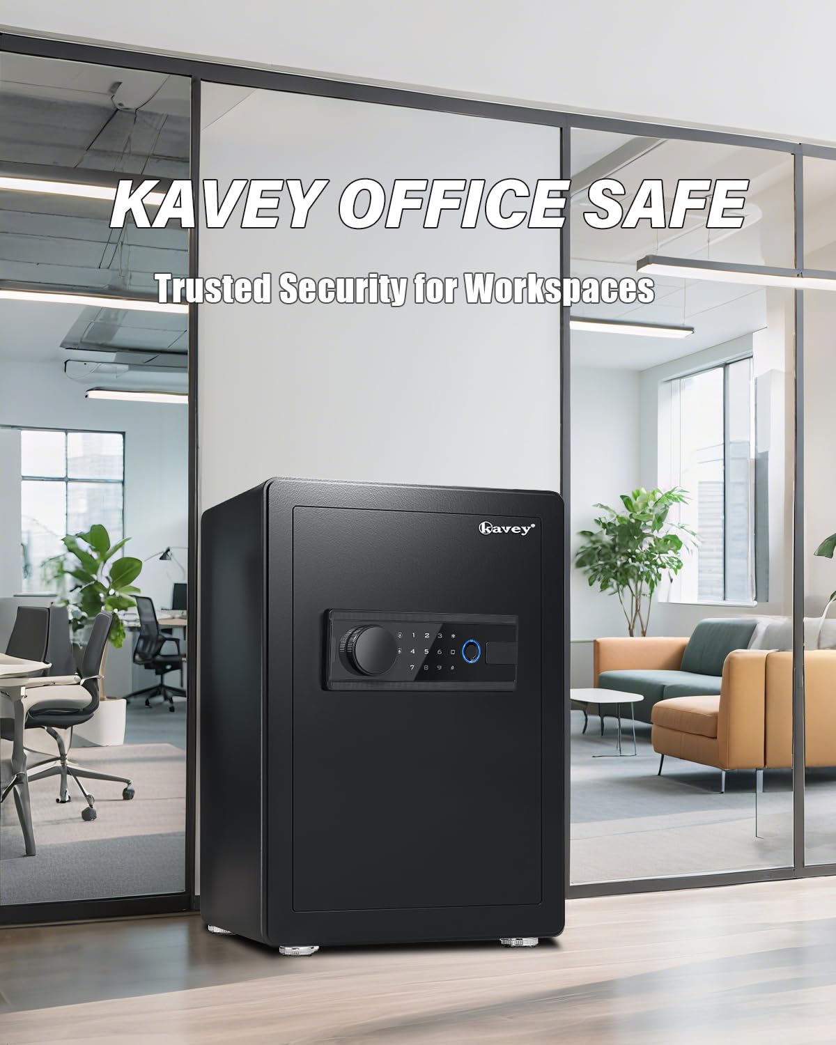 Kavey 2.5 Cub Biometric Safe Box, Fingerprint Safe with Fireproof Waterproof Bag, Security Safes with Backlit Touch Screen Keypad, Dual Alarm System for Home Office 13"D x 14.96"W x 21.65"H