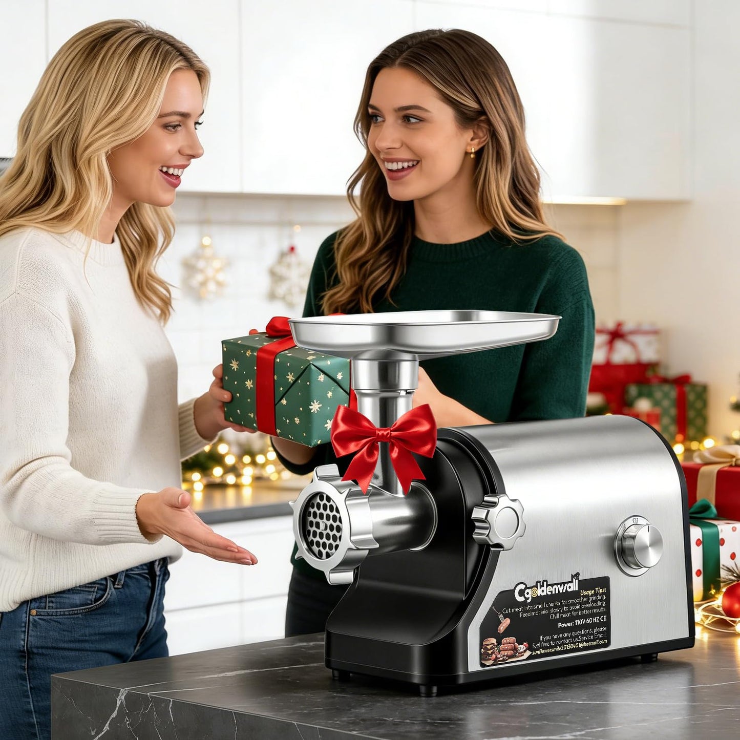 CGOLDENWALL Electric Meat Grinder & Sausage Stuffer, 480lbs/H Heavy Duty Meat Mincer with Speed Settings, 2 Stainless Steel Blades, 3 Grinding Plates, #10 Ideal for Deer Processing, Pet Food Grinding