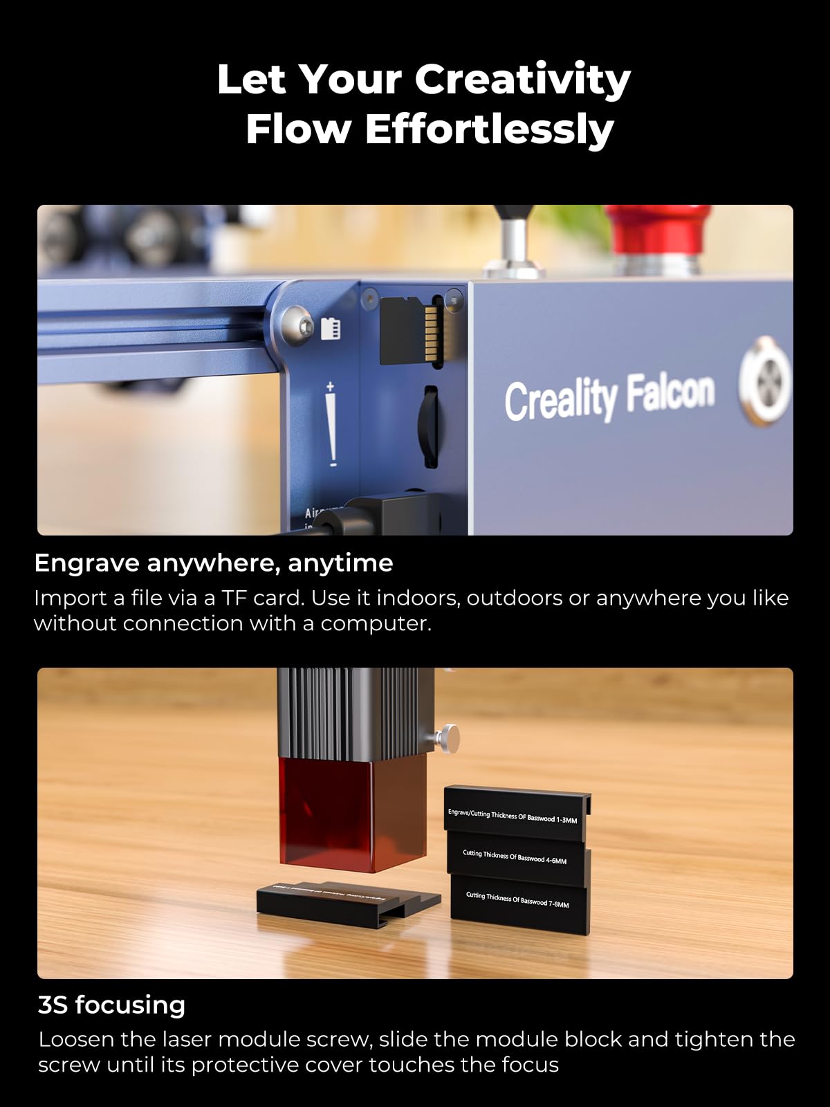Creality 72000mW Output Power Laser Engraver, Falcon Pro 10W with Air Assist Laser Engraving Machine, CNC Machine Laser Engraver for Wood and Metal, Paper, Acrylic, Leather