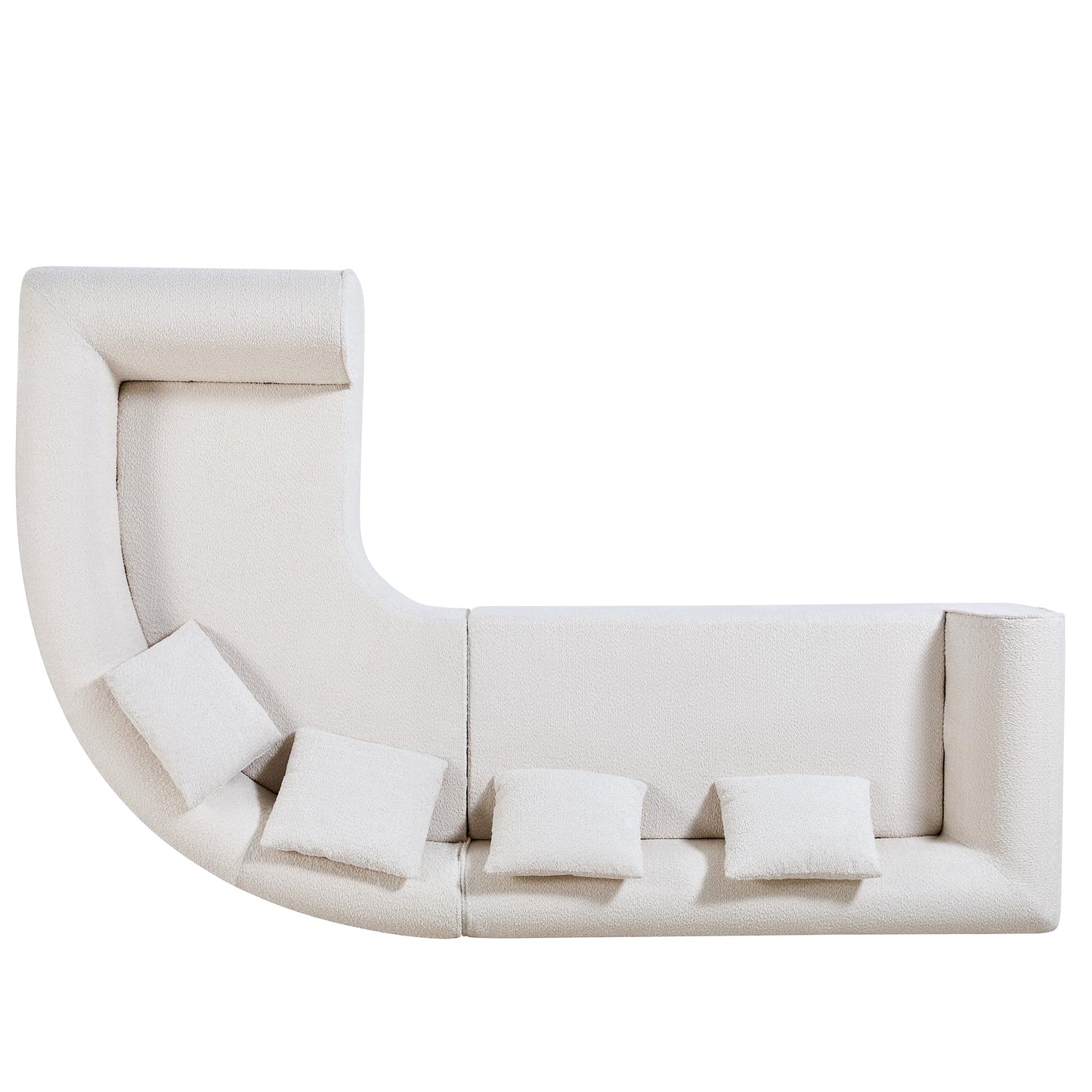 Christopher Knight Home Reiss 110" Curved Modular Sectional Sofa, Comfy Sofa Couch with Chaise Lounge, Modern Cloud Couch with Deep Seat, Fabric Upholstered Set for Living Room Bedroom, Almond