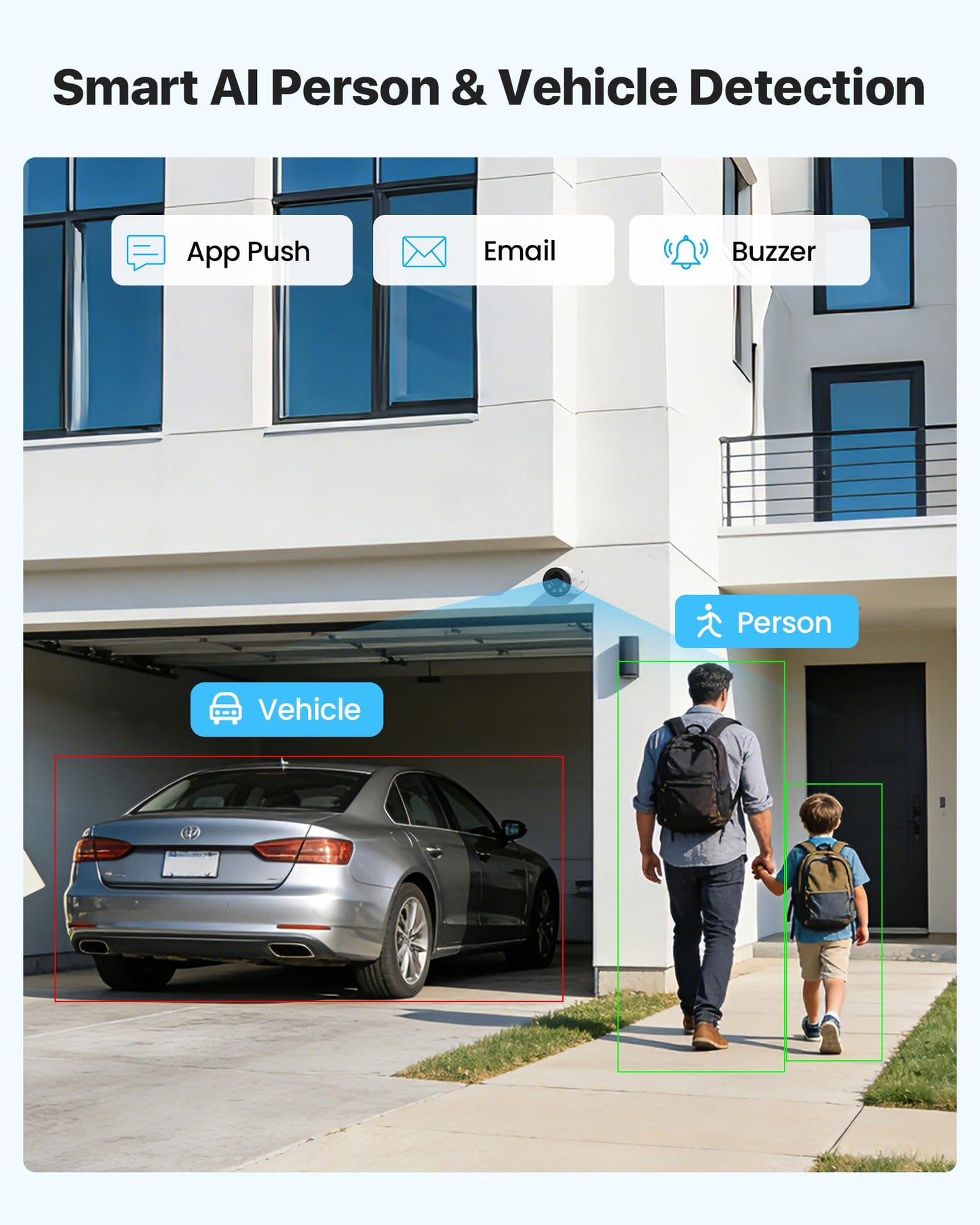 ZOSI 5MP Security Camera System with Audio, 4pcs 4MP Wired Outdoor Indoor PoE Cameras, Smart Person Vehicle Detection, 100ft Night Vision, H.265+ 8CH CCTV NVR for Home, No Monthly Fee (NO Hard Drive)