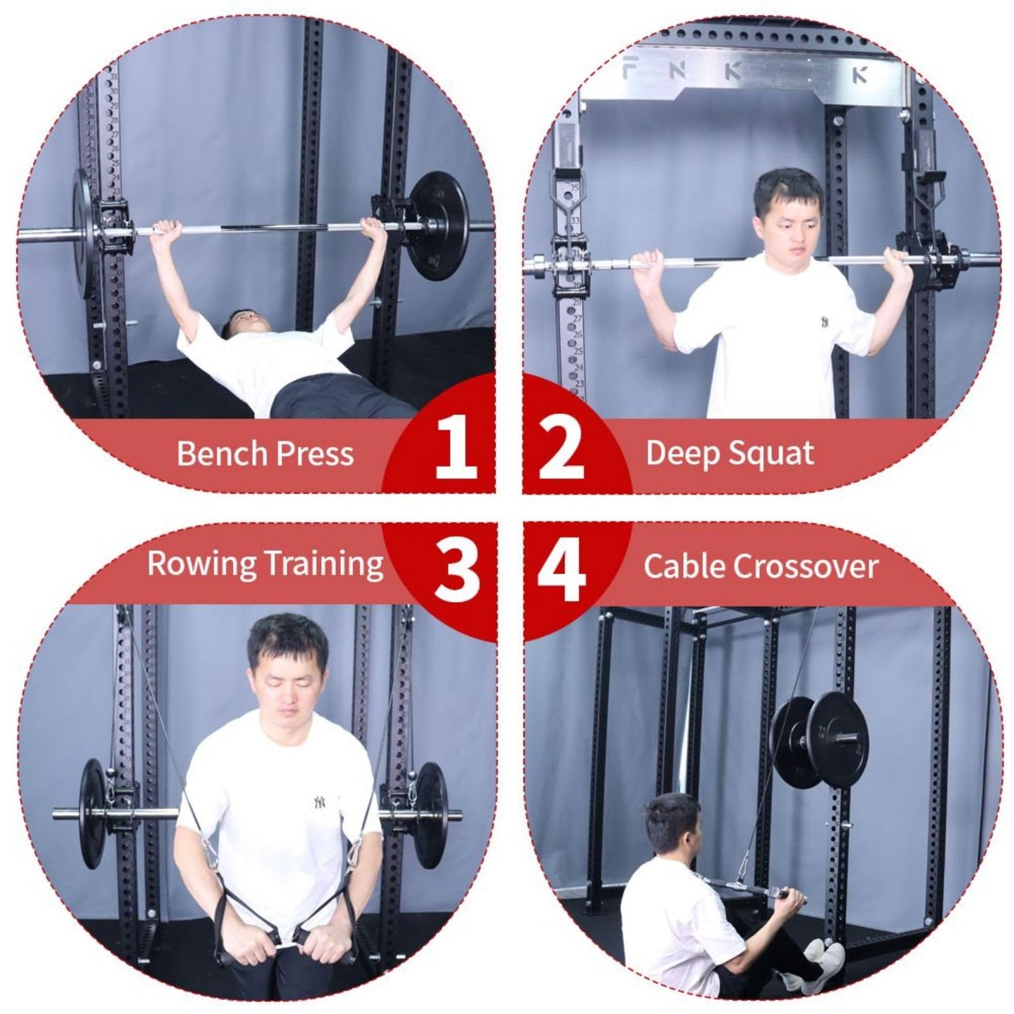 Pulley System Gym Power Rack Attachments Smith Machine Attachments Cable Pulley Attachments for Gym Home Cable Crossover Bench Press Deep Squat for 2" Olympic Barbell 2" Weight Plate (Set-B1)