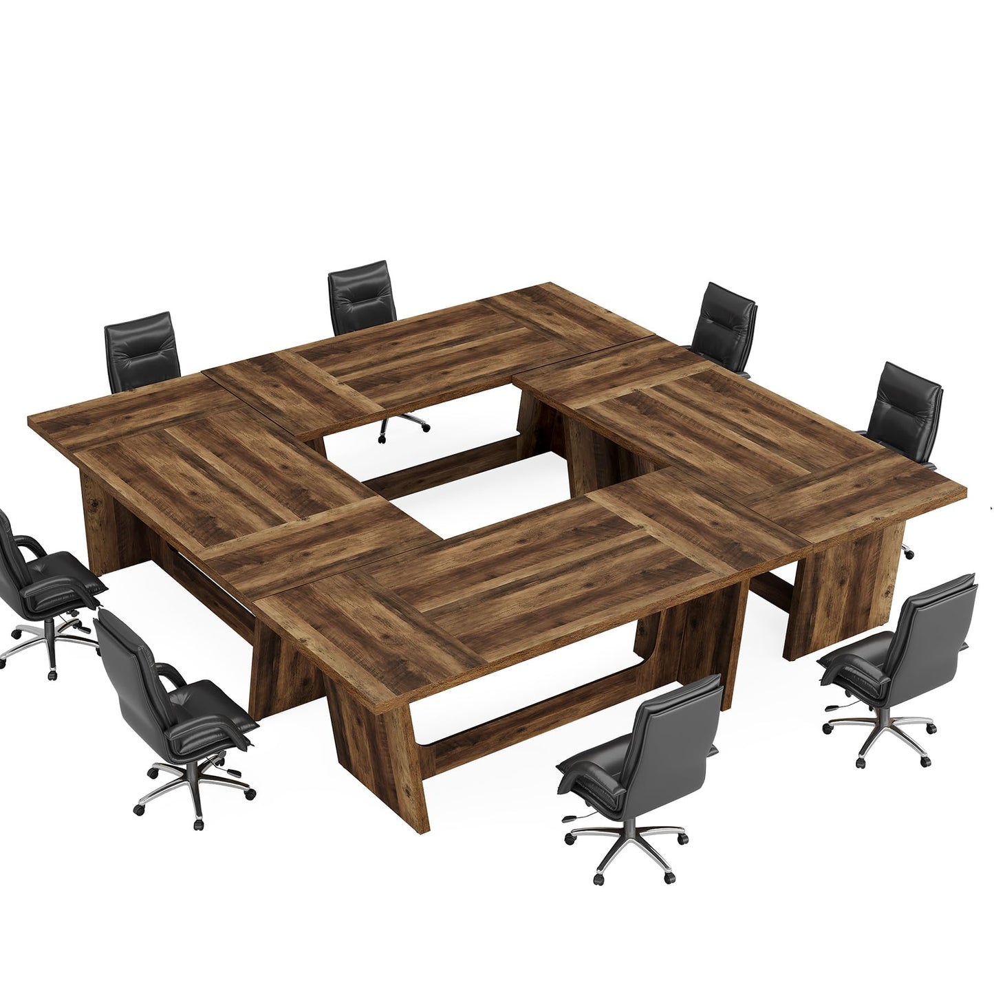 Tribesigns 6 FT Conference Room Table, 71”Large Executive Seminar Desk for 6–8 People, Rectangular Meeting Table for Office, Heavy-Duty Business Boardroom Table with Wooden Pedestal Base, Dark Brown