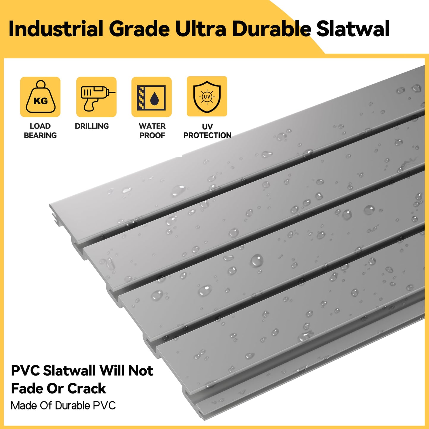 RORA Slat Wall, 4x8 ft Slatwall Panel, Grey Garage SlatWall Storage Systems