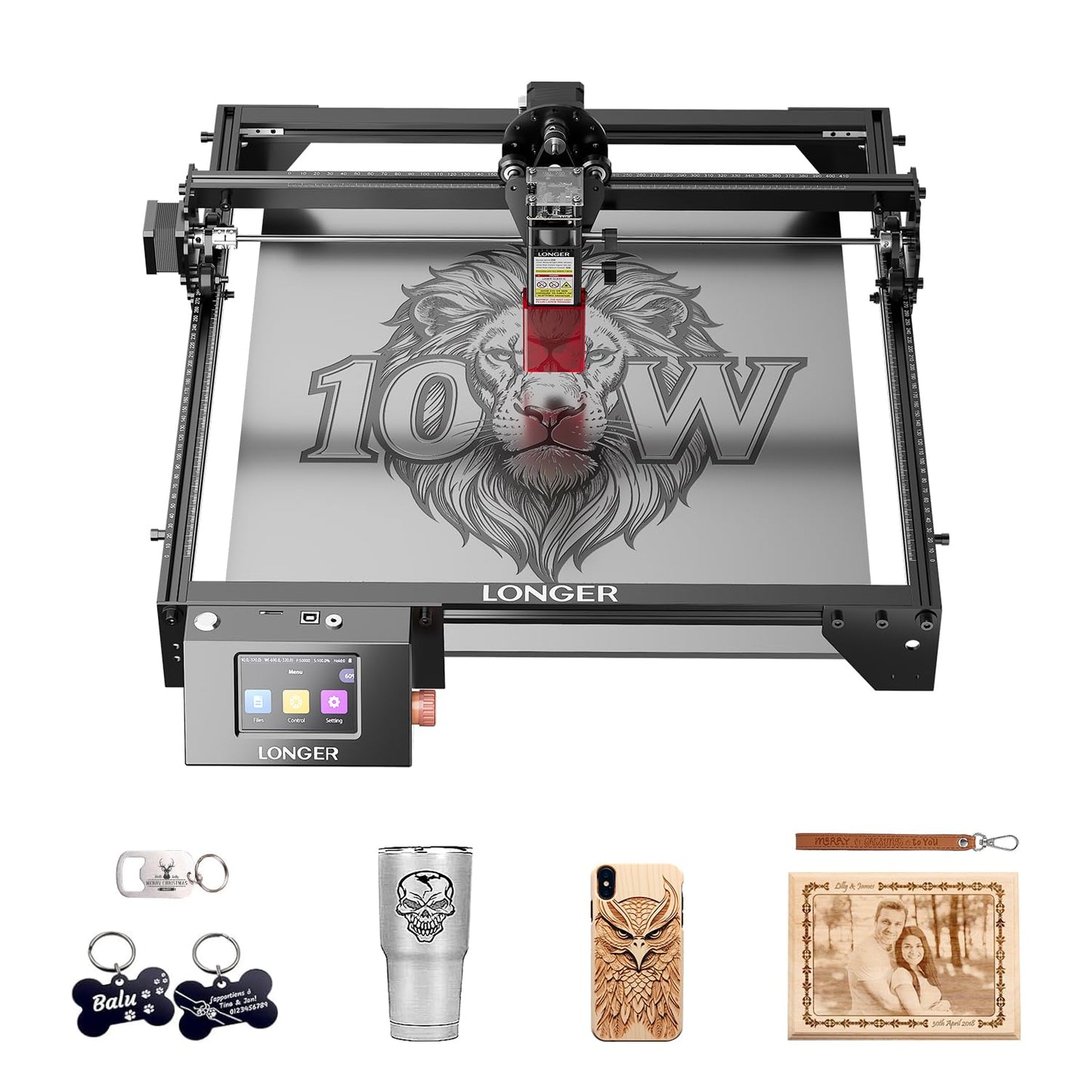 LONGER Ray5 10W Laser Engraver with 3.5" Touch Screen, Offline Use, 24000mm/min, 0.06mm Laser Spot, CNC DIY Engraving Machine for Wood, Metal, Acrylic & Glass