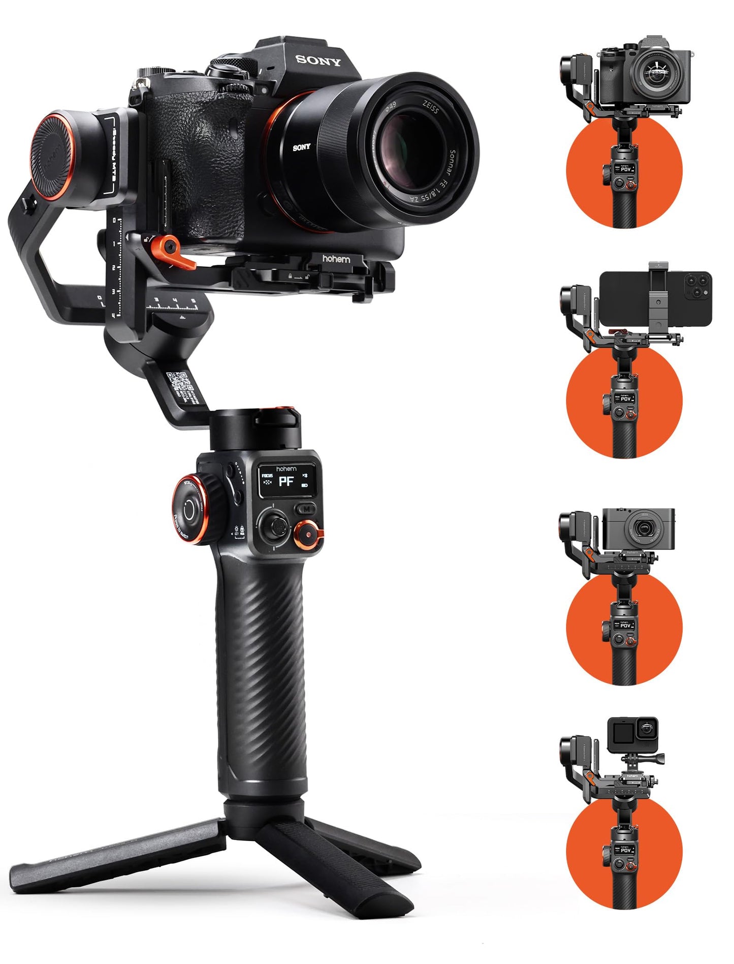 hohem iSteady MT2 Gimbal Stabilizer for Camera, Upgrade 3-Axis Gimbal for Mirrorless/Pocket Camera/Action Camera/Smartphone, OLED Display, Gimbal Stabilizer for Canon/Sony/Nikon/iPhone