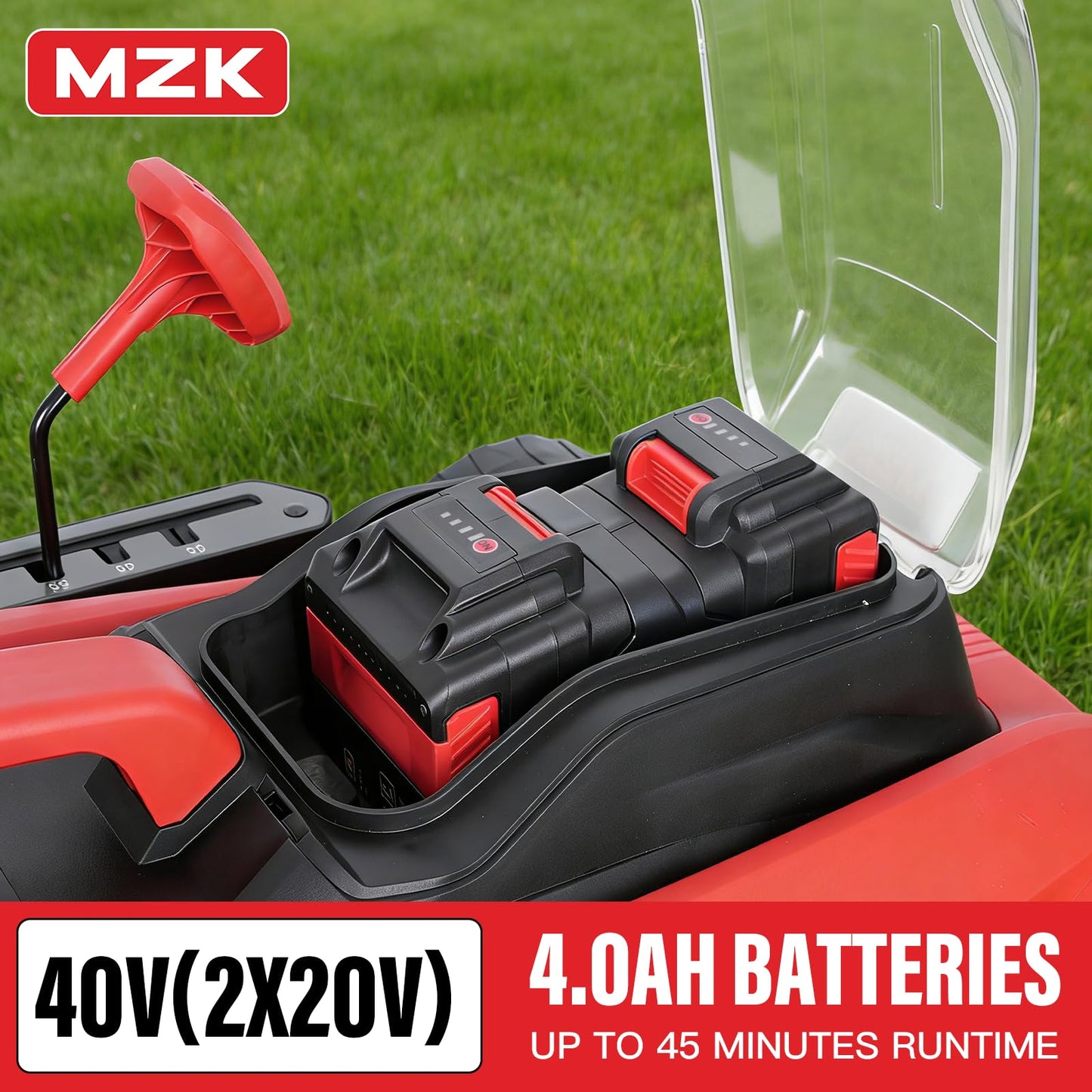 MZK 40V 16" Electric Lawn Mower, 2-in-1 Brushless Cordless Lawn Mower, Walk-Behind Push Mowers with 5-Position Height Adjustment, 2 x 4.0Ah Batteries & Charger Included, LM16B11