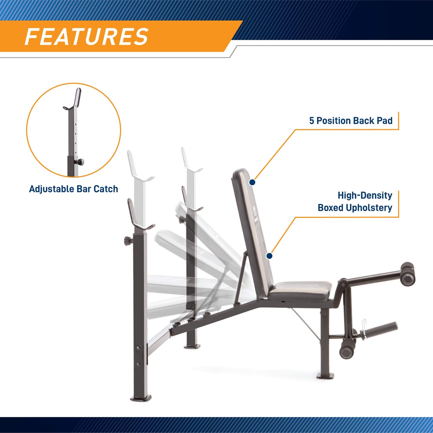 Marcy Olympic Weight Bench, Workout Benches For Home With Leg Developer MWB-4491