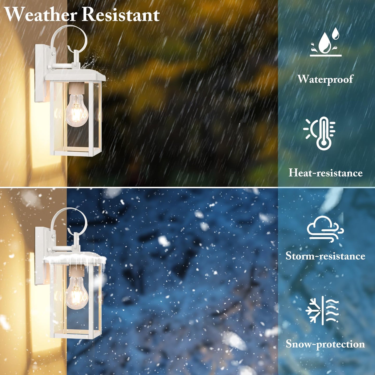 BesLowe Outdoor Wall Light Fixtures, Waterproof Metal Sconces, 12.8in (2-Pack), White, Model 10233