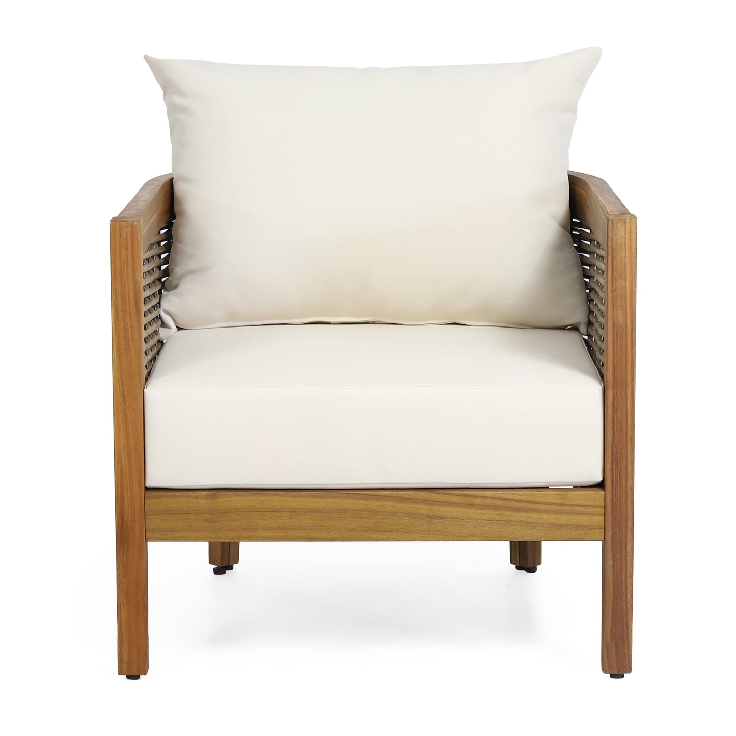 Merax Set of 2 Outdoor Acacia Wood Wicker Club Chair with Cushion,Patio Furniture Conversation Seat for Backyard