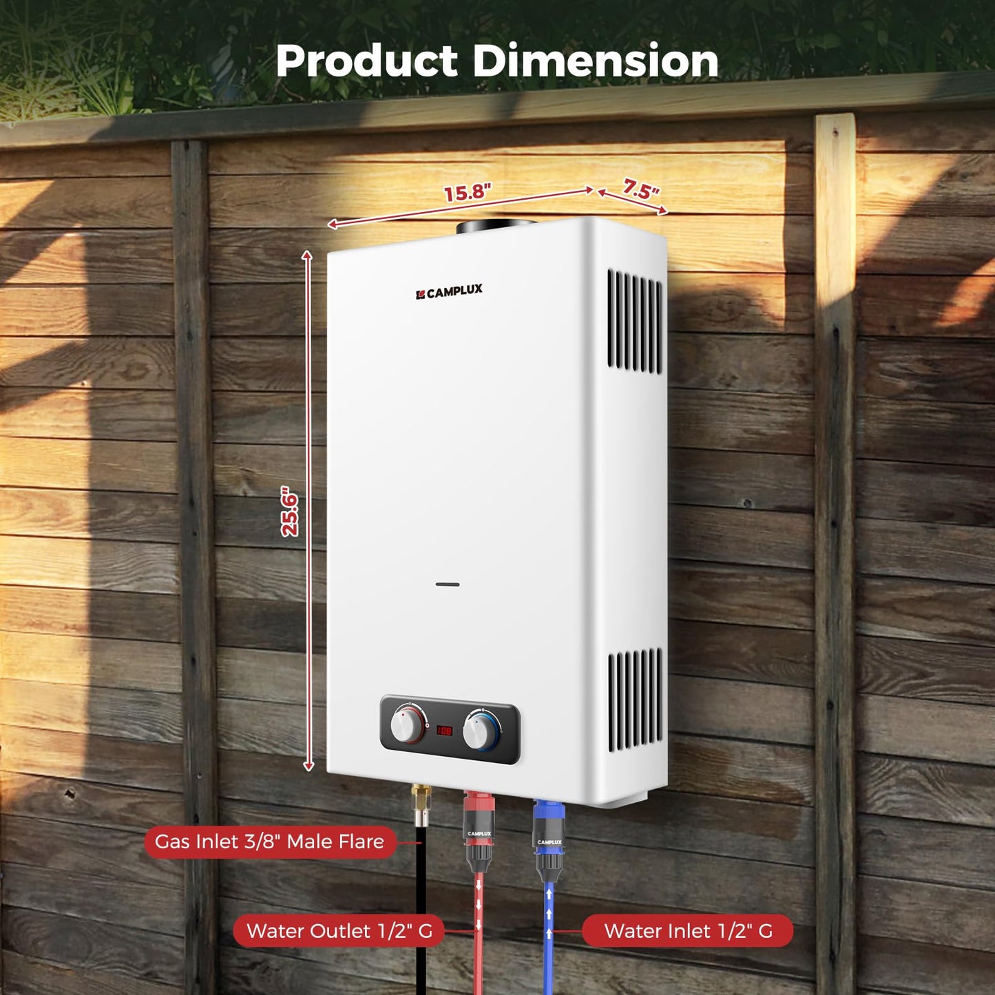 CAMPLUX 4.22 GPM Tankless Water Heater Propane, Propane Water Heater Outdoor, for Camping, Off Grid, Cabins, 110,000 BTU, BD422