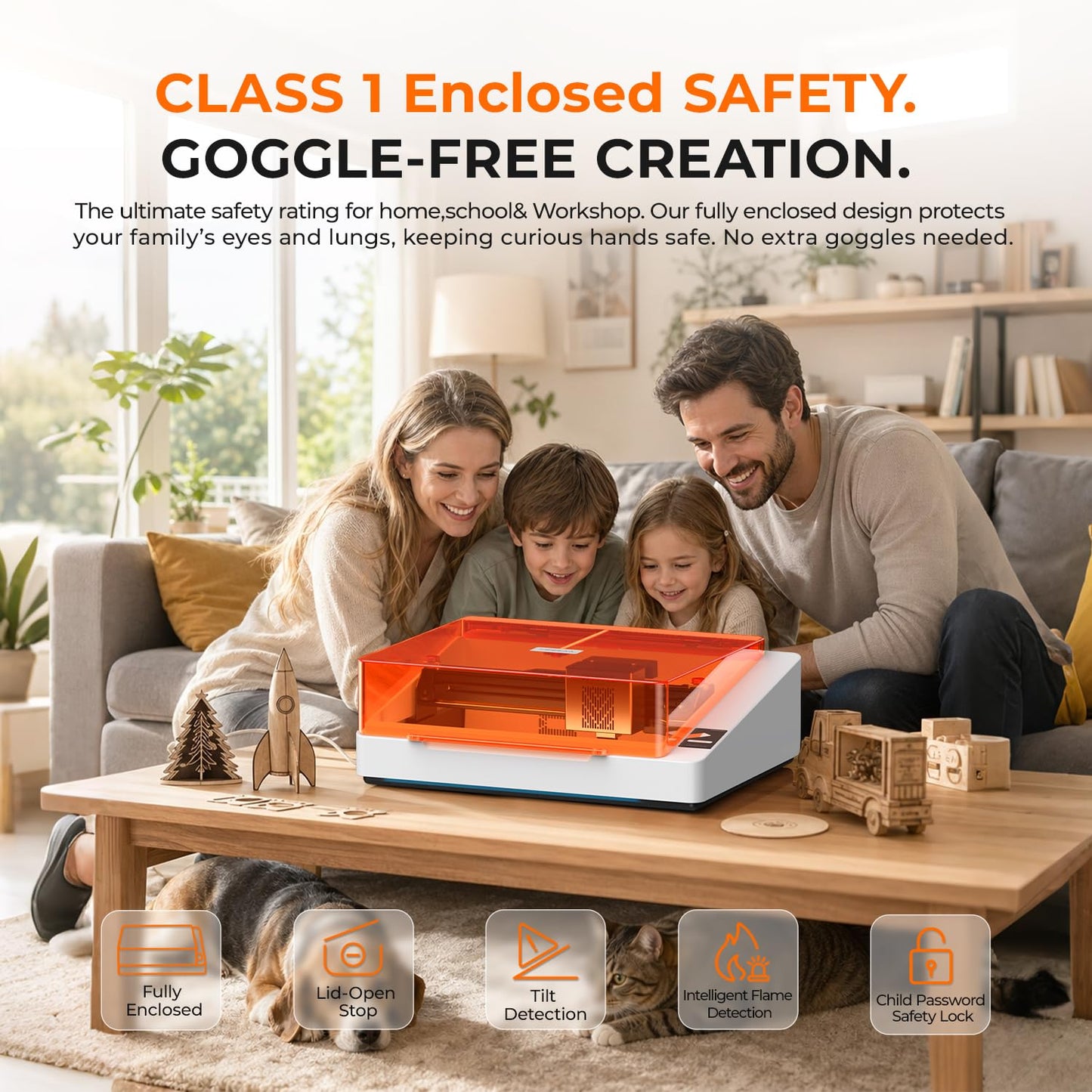 TOOCAA NOVA 20W Smart AI Laser Engraver & Cutter, Fully Enclosed Class 1 Safety, 5MP AI Positioning Camera & Auto Focus, 360° Rotary & Air Assist, Dual-Channel Exhaust for Cleaner Cuts & Less Smoke