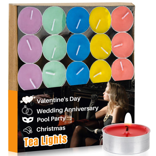 MAQIHAN Mixed Color Tea Lights - 25pcs Mini Votive Candles with Cotton Wick for Home Decoration, Weddings, Emergencies