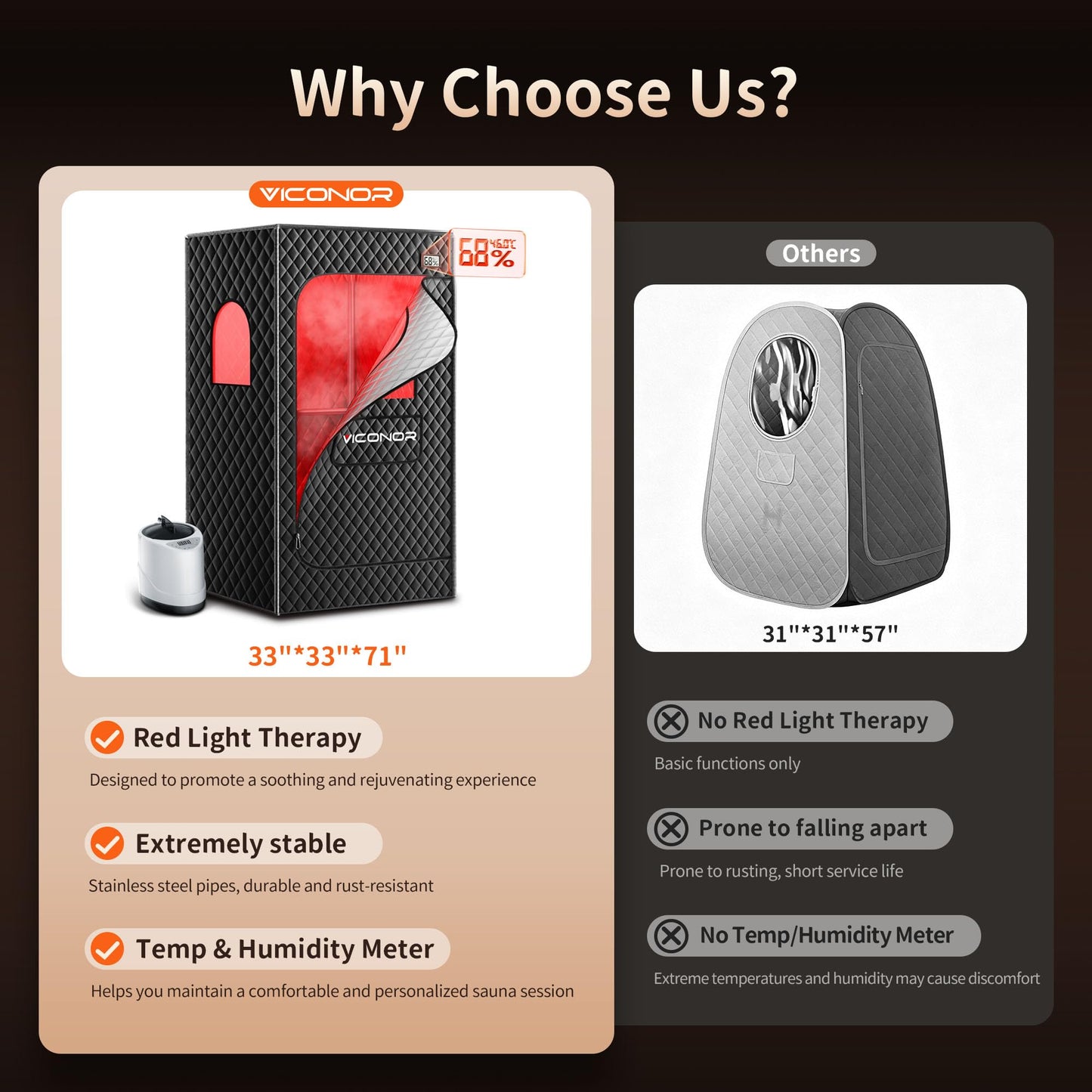 Infrared Sauna Box, Portable Steam Infrared Sauna with Red Light Therapy for Body, Sauna Tent with 660nm & 850nm Infrared Red Light Therapy Lamp, 3L/1200W Steamer, 9 Levels Heat, Timer, Folding Chair