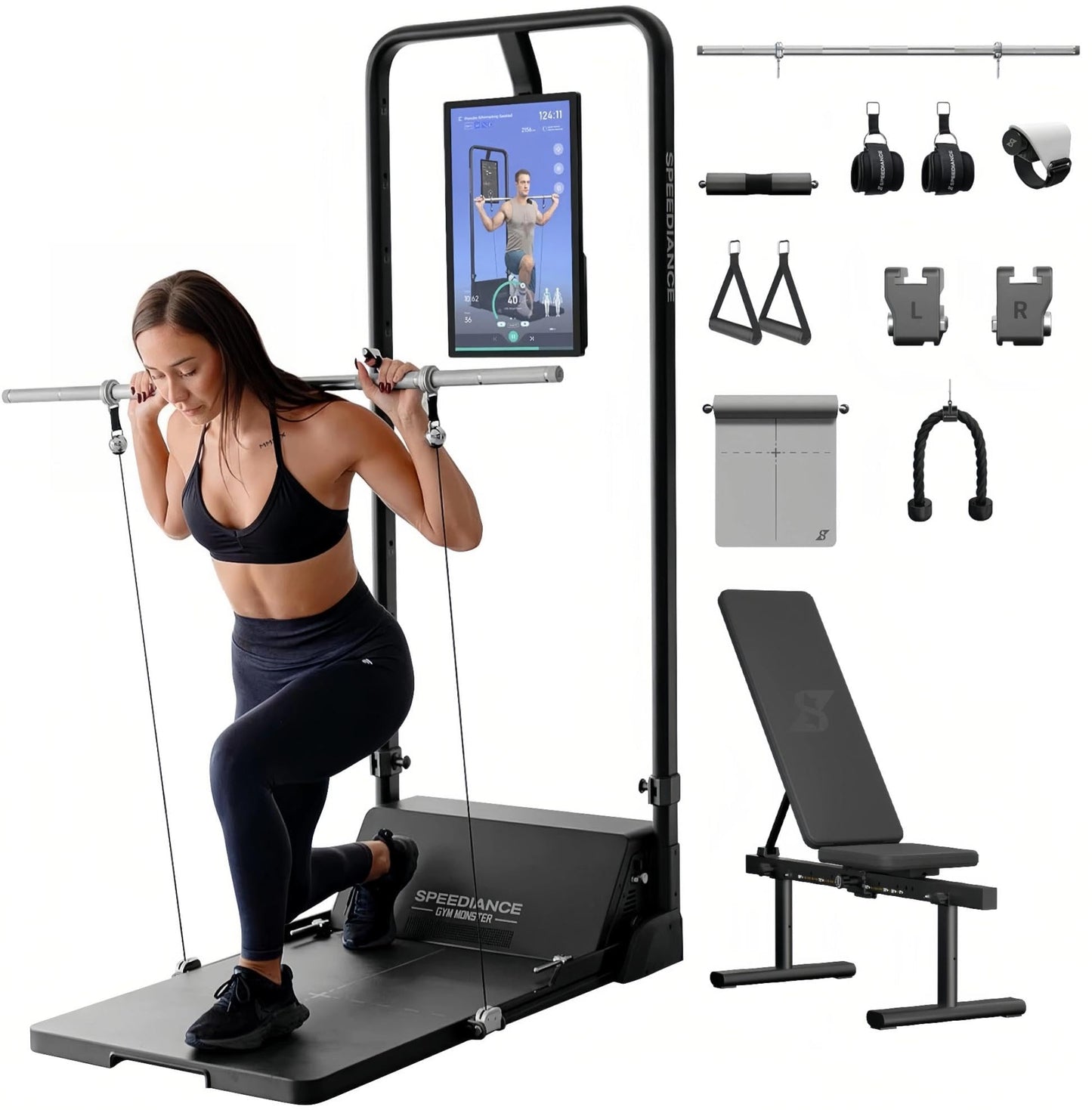 Speediance Gym Monster Smart Home Gym, Multifunctional Strength Training Machine, Smith Machine Power Cage Workout Station, Squat Rack Cable Machine, Full Body Fitness Equipment for Home Workout