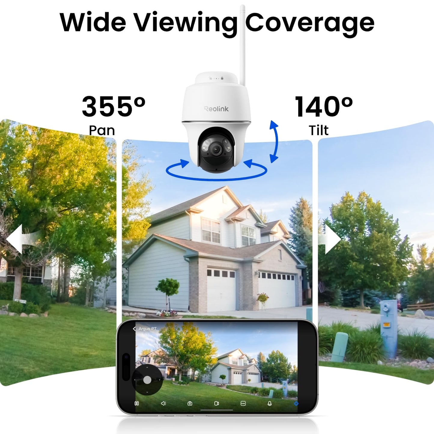 REOLINK 5MP Solar Security Cameras Wireless Outdoor, 360° Pan Tilt Auto-Tracking, Smart AI Detection, Up to 1TB Local Storage, 2.4/5GHz Dual-Band WiFi, Home Hub Mini with 4X Argus PT + Solar Panel