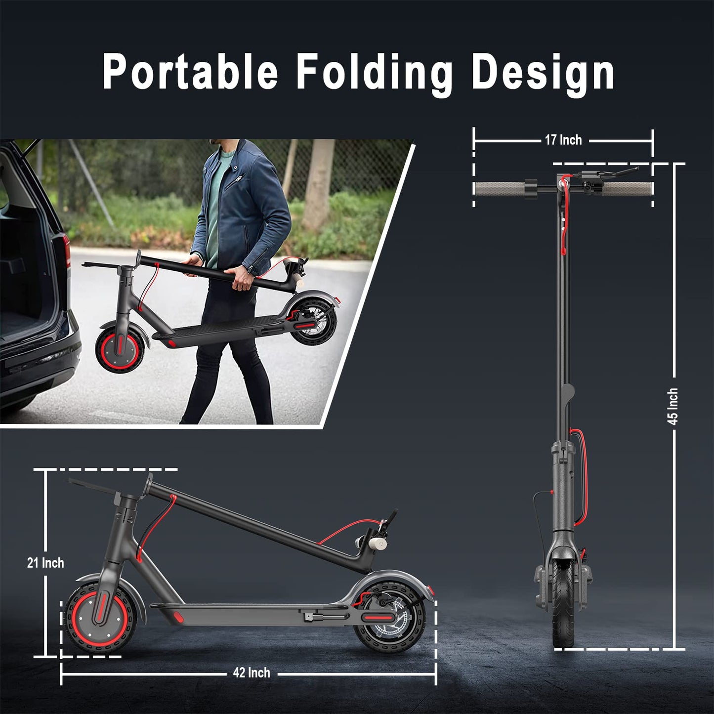 Roinside Scooter for Adults- 8.5" Solid Tires/350W Motor, 19 MPH Digital Display, Up to 21 Miles Long-Range Commuting Folding E-Scooter for Adults with Dual Braking System, App Control