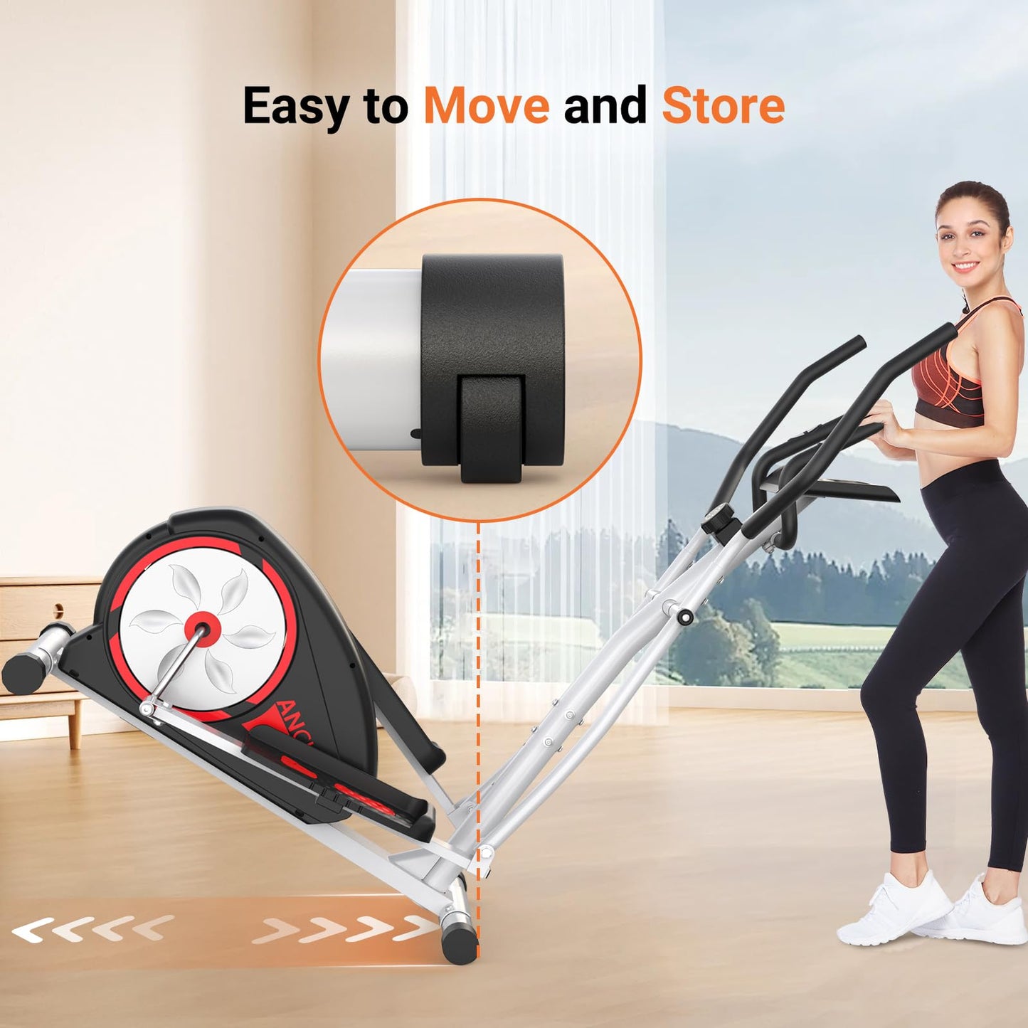 ANCHEER Elliptical Exercise Machine, Elliptical Trainer for Home Gym, Exercise Equipment 500Lbs Max Weight, Ultra-Silent Elliptical Machine, with Pulse Rate Grips, LCD & Smooth Resistance Levels