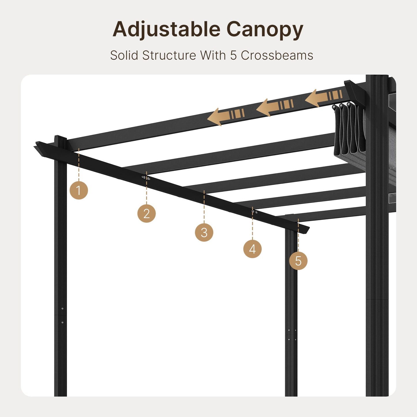 Ahomly 12' X 8' Outdoor Retractable Pergola with Sun Shade Canopy, Patio Metal Shelter for Garden/Porch/Beach, Heavy Duty Adjustable Pavilion Grill Gazebo, Modern Yard Grape Trellis Pergola, Gray