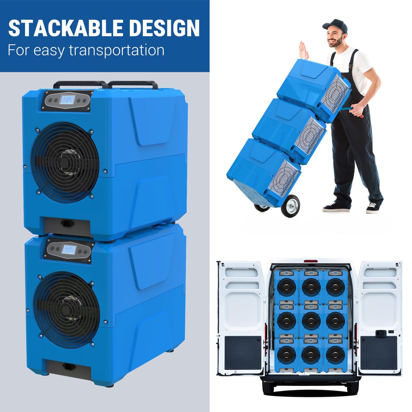 MOUNTO Commercial Dehumidifier, 150 Pint High-Capacity, Includes Pump Drain Hose for Water Damage Restoration, Ideal for Basements, Warehouses & Job Sites