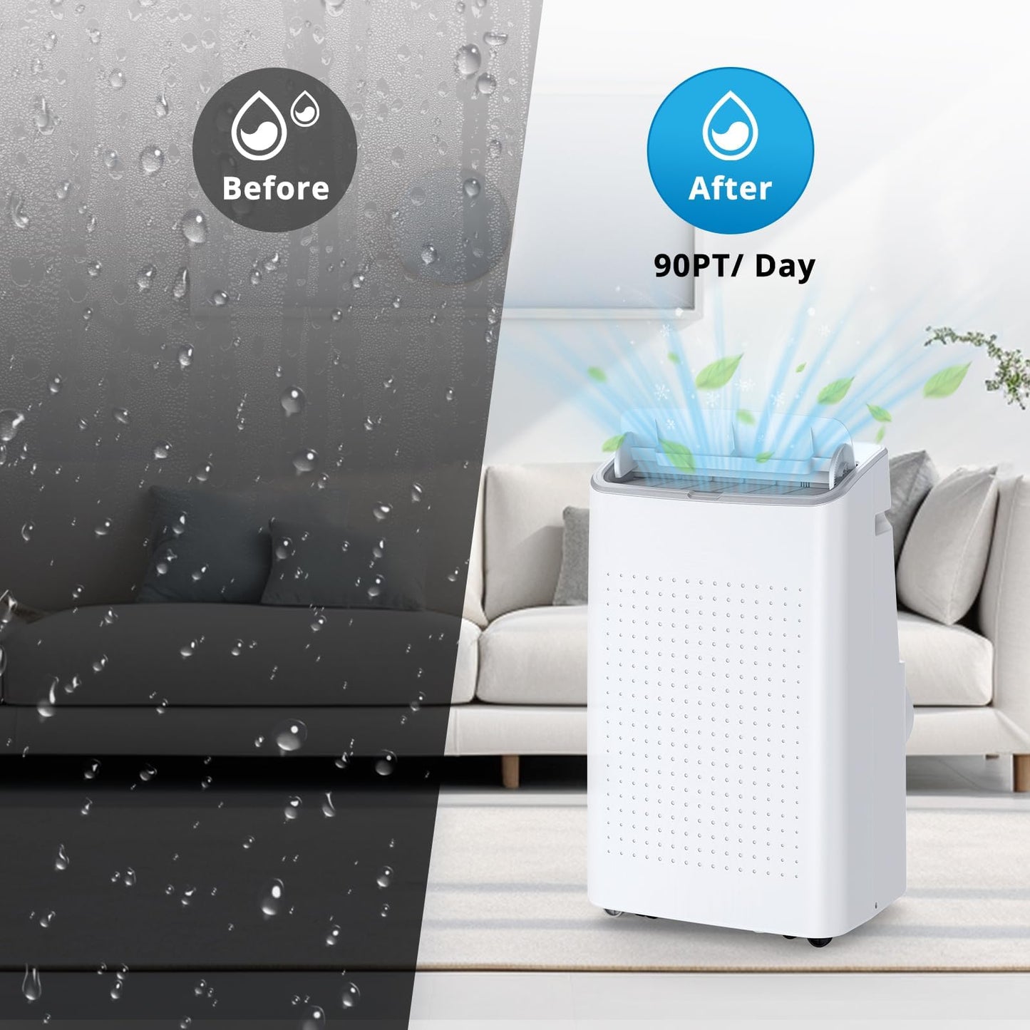 14000 BTU Portable Air Conditioner, 3-in-1 AC Unit with Dehumidifier and Fan, Cools up to 700 Sq Ft, with Window Kit and Remote Control for Home, Bedroom, Living Room, Office, White