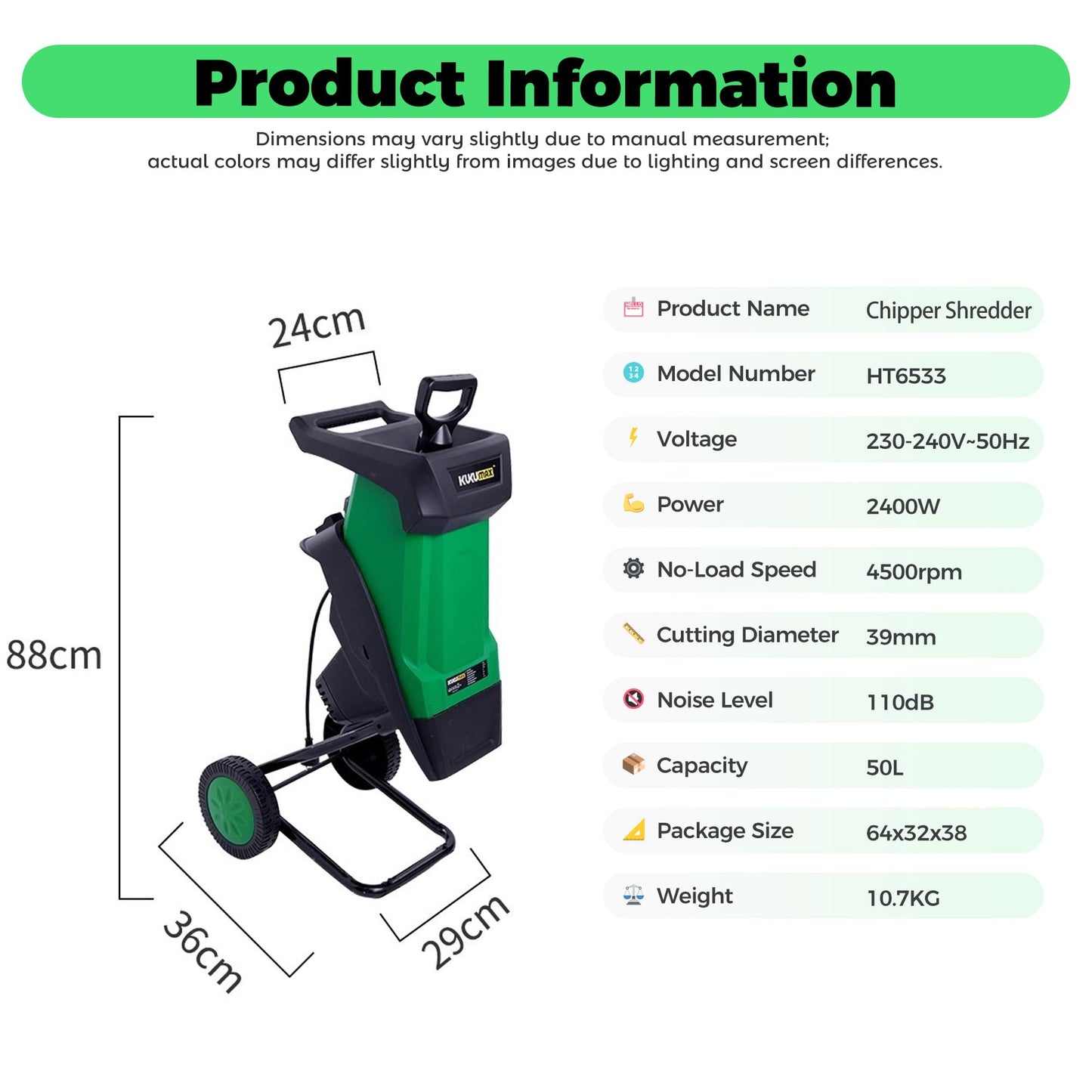 ZHDANB Electric Compost Shredder, Mulching Machine, 50L Collection Bag, 40mm/1,57in Branch Chipper, Electric Leaf Shredder, for Processing Branches, Sticks & Yard Waste Yellow