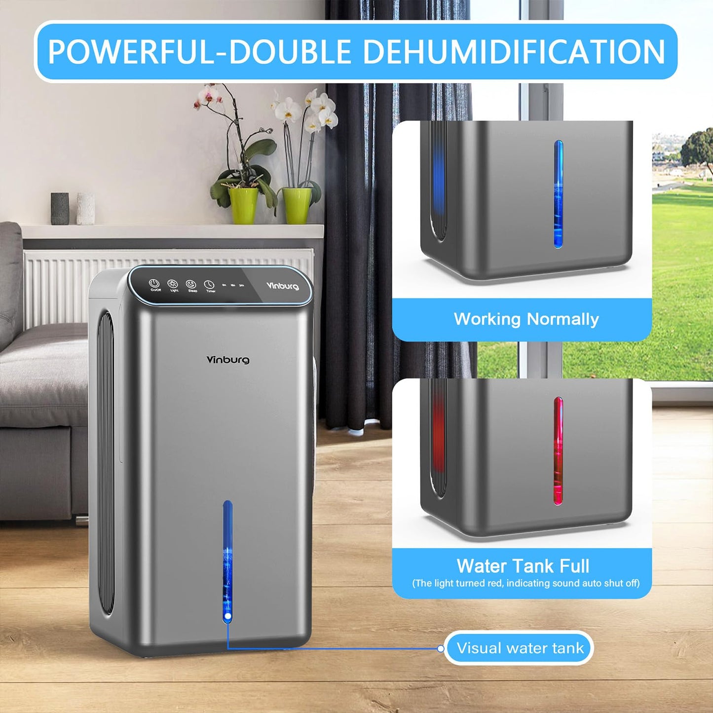 Dehumidifier for Basement (85 OZ, 800 sq ft) Quiet Dehumidifiers for Home, Auto Shut-Off, Sleep Mode, 3 Gear Timer(8H,16H,24H), Small Dehumidifier for Bedroom, Bathroom with Drain Hose(Milky Sliver)