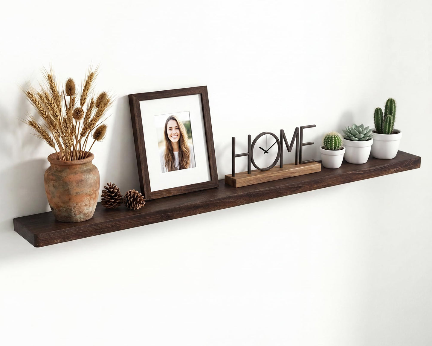 Marsmiles 72 inch Floating Shelves for Wall Solid Elm Wood Wall Mounted Shelves|Rustic Long Floating Shelves with Invisible Bracket for Bathroom Kitchen|Rounded Edge|Walnut, 1 Pack