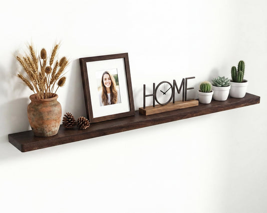 Marsmiles 72 inch Floating Shelves for Wall Solid Elm Wood Wall Mounted Shelves|Rustic Long Floating Shelves with Invisible Bracket for Bathroom Kitchen|Rounded Edge|Walnut, 1 Pack