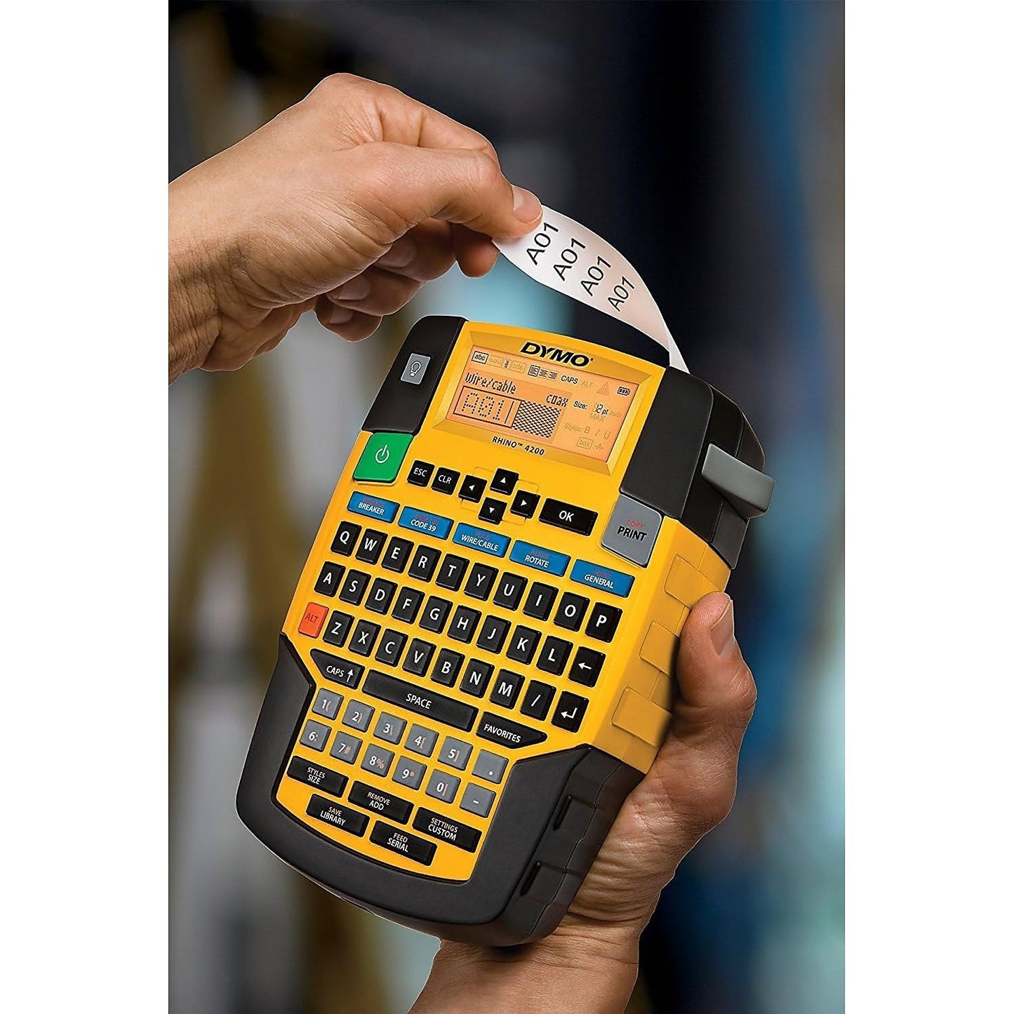 DYMO Rhino 4200 Industrial Label Maker Carry Case Kit with 1 Roll of 1/2" All-Purpose Vinyl Labels, Black on White