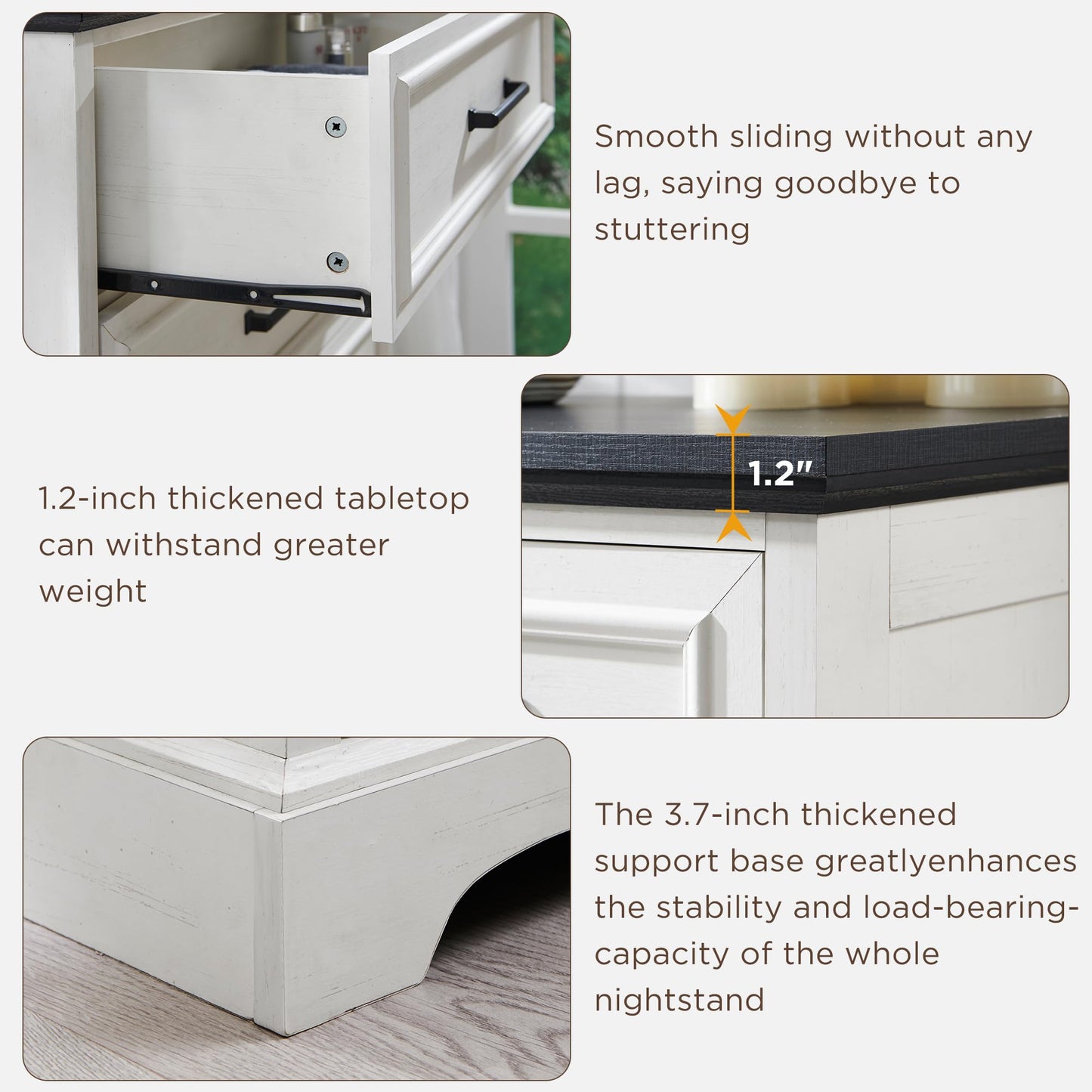 ACCOHOHO Farmhouse 8 Drawers Dresser Chests for Bedroom,52" Wide Wood Rustic Chest of Drawers with Metal Handle,Natural Texture,Drawer Organizer for Bedroom,Living Room,Hallway Entryway,Antique White