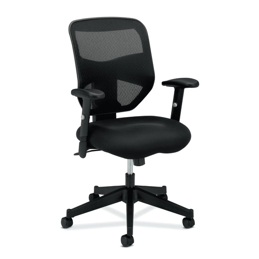 HON Prominent High Back Ergonomic Office Chair with Adjustable Center‑Tilt Recline, Height Adjustable Arms, Swivel Desk and Computer Chair for Home Office or Workstation, Black